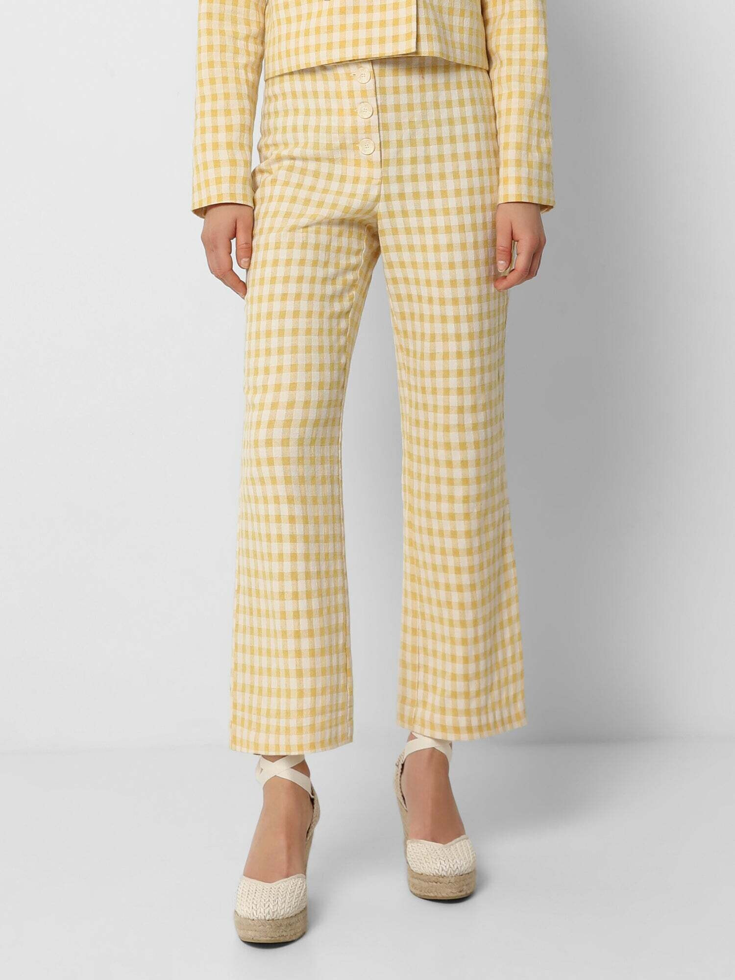 Scalpers Pantaloni 'Gingham' galben / alb - Pled.ro