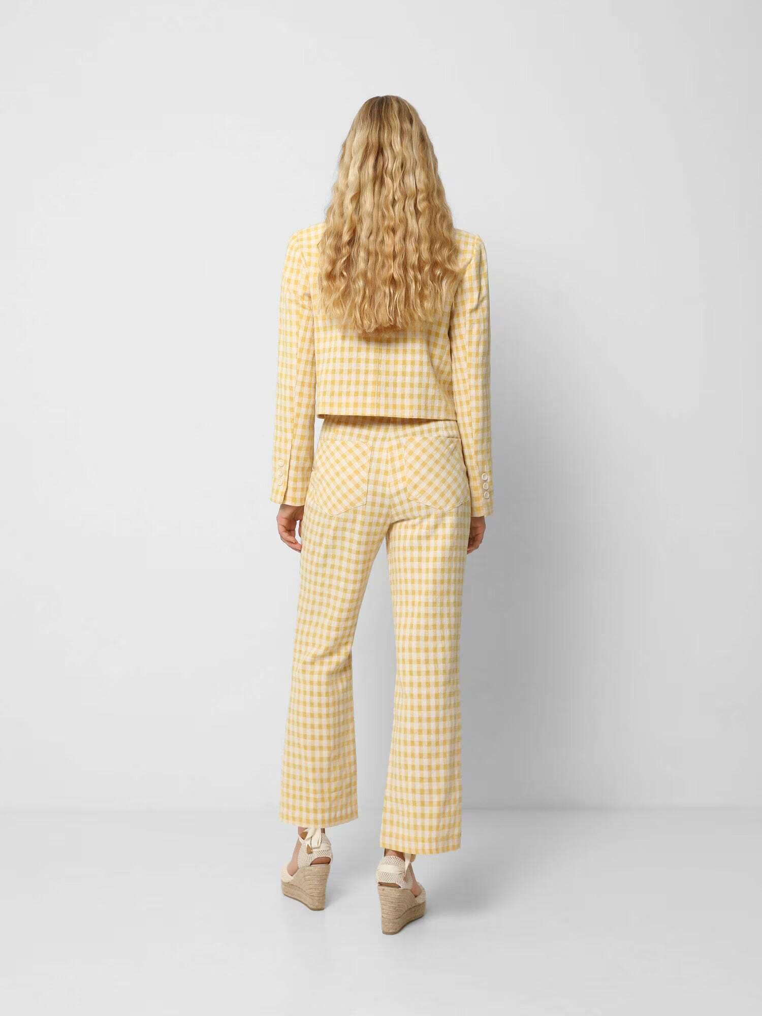 Scalpers Pantaloni 'Gingham' galben / alb - Pled.ro