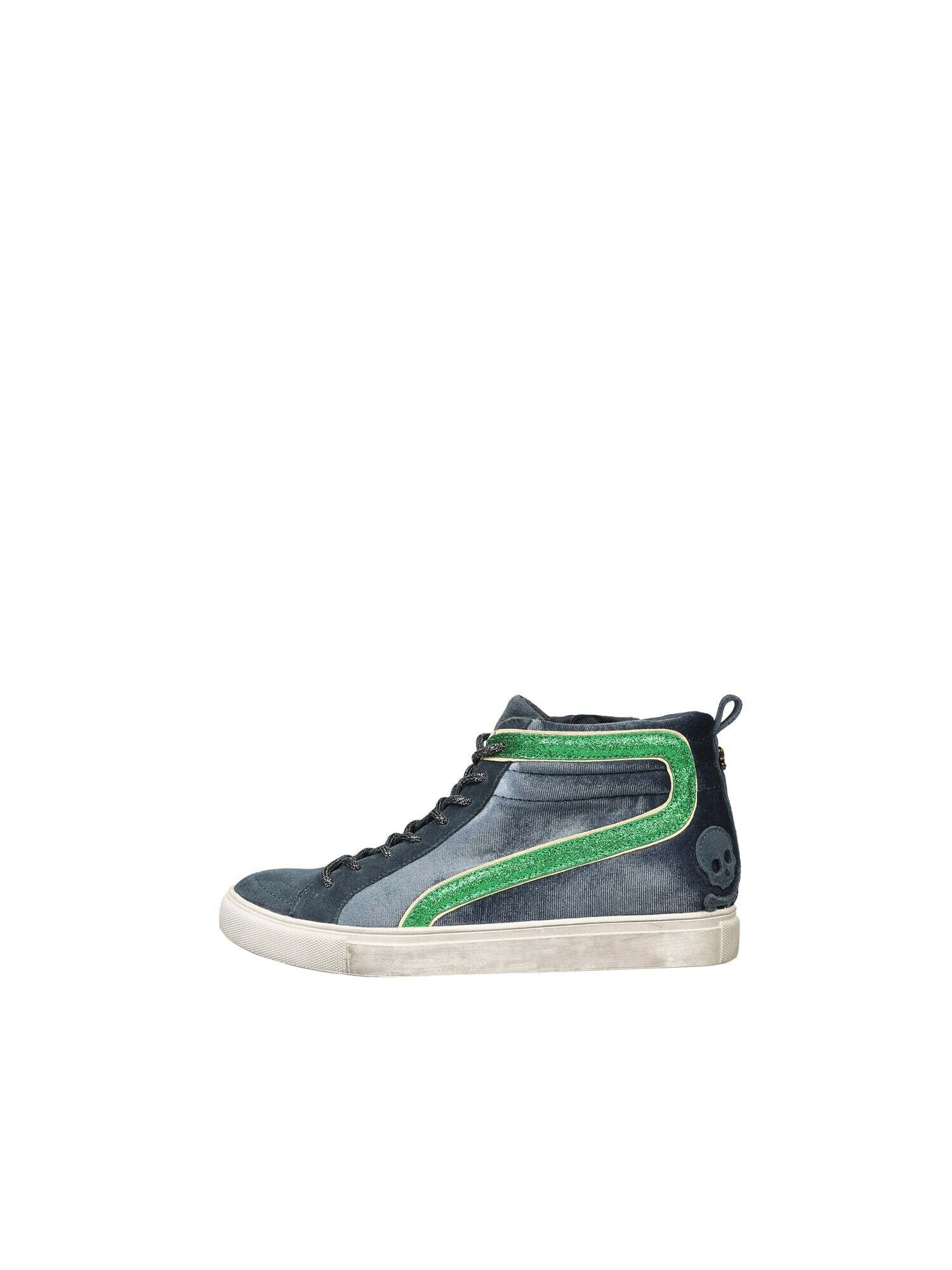 Scalpers Sneaker înalt 'Studs Velvet' bleumarin / verde - Pled.ro