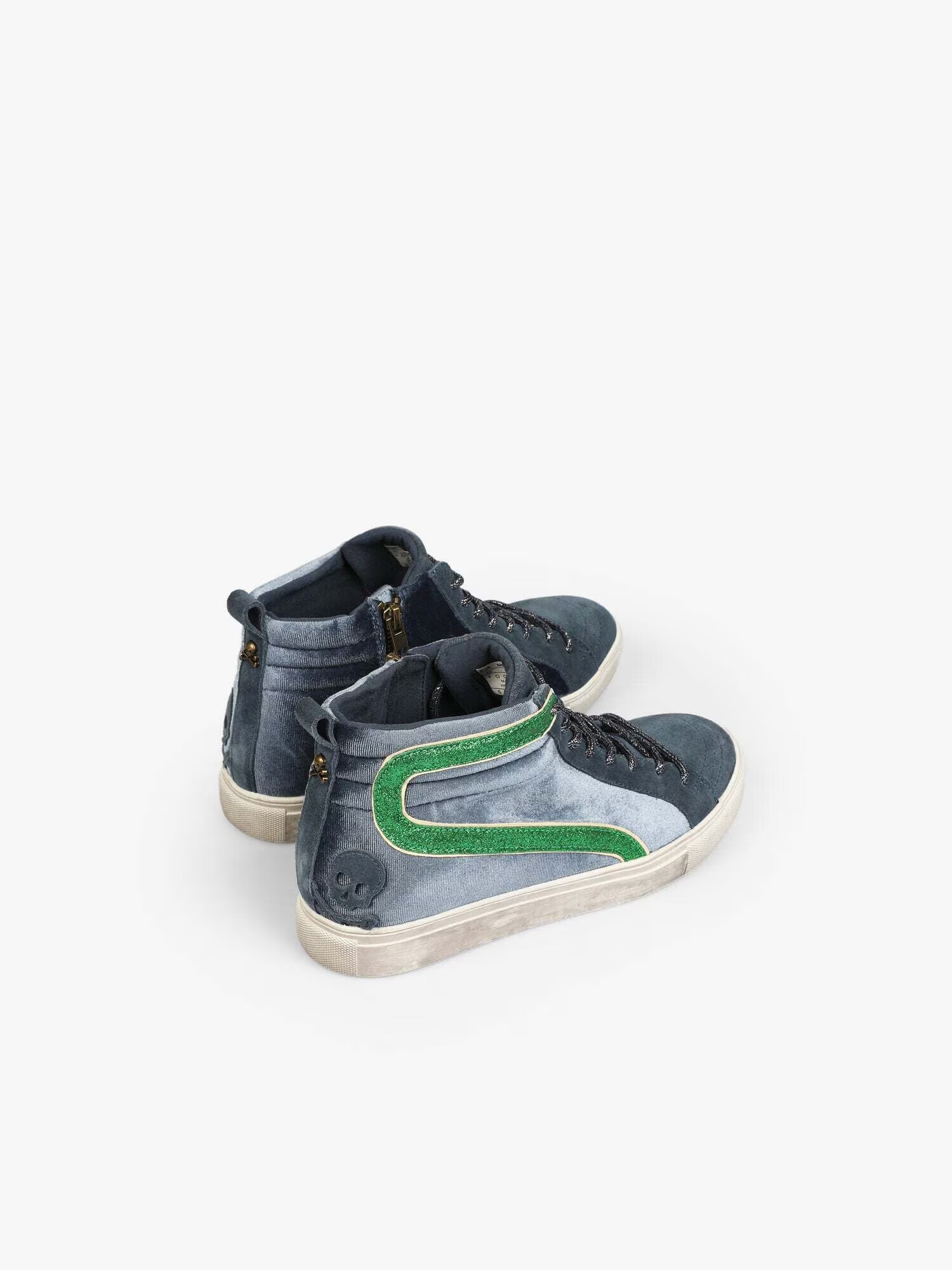 Scalpers Sneaker înalt 'Studs Velvet' bleumarin / verde - Pled.ro