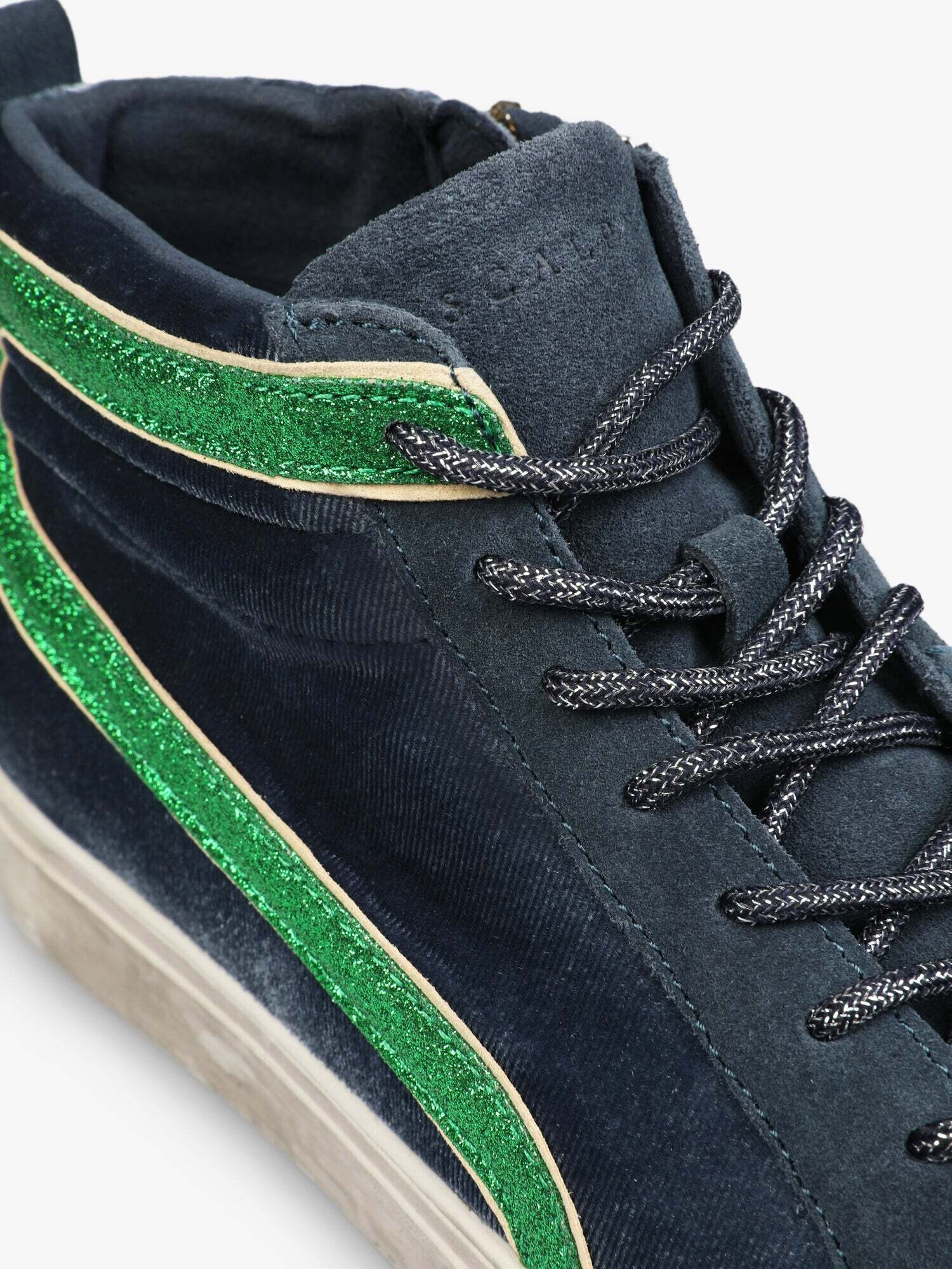 Scalpers Sneaker înalt 'Studs Velvet' bleumarin / verde - Pled.ro