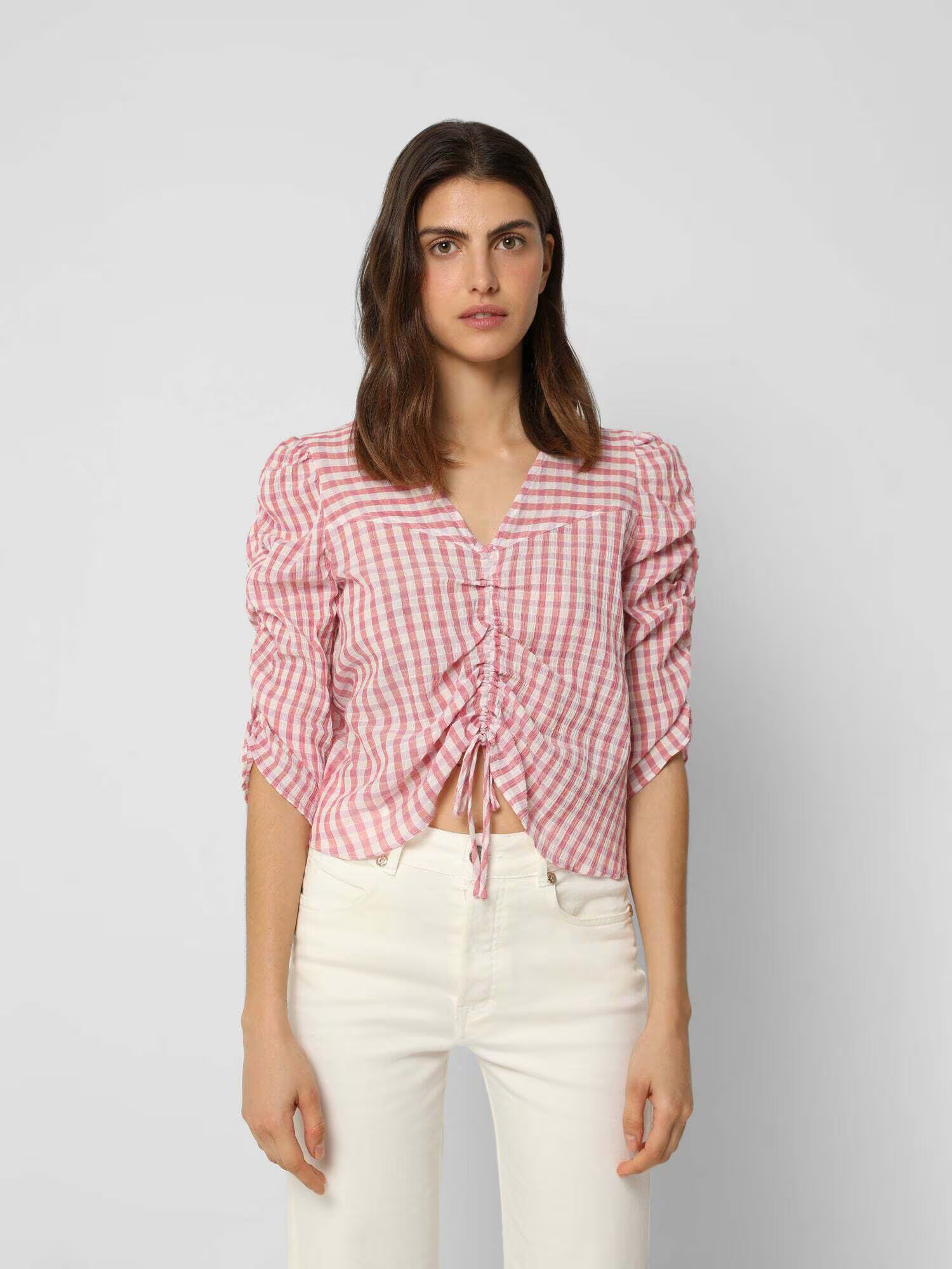 Scalpers Tricou 'Gingham' mauve / roz / alb - Pled.ro