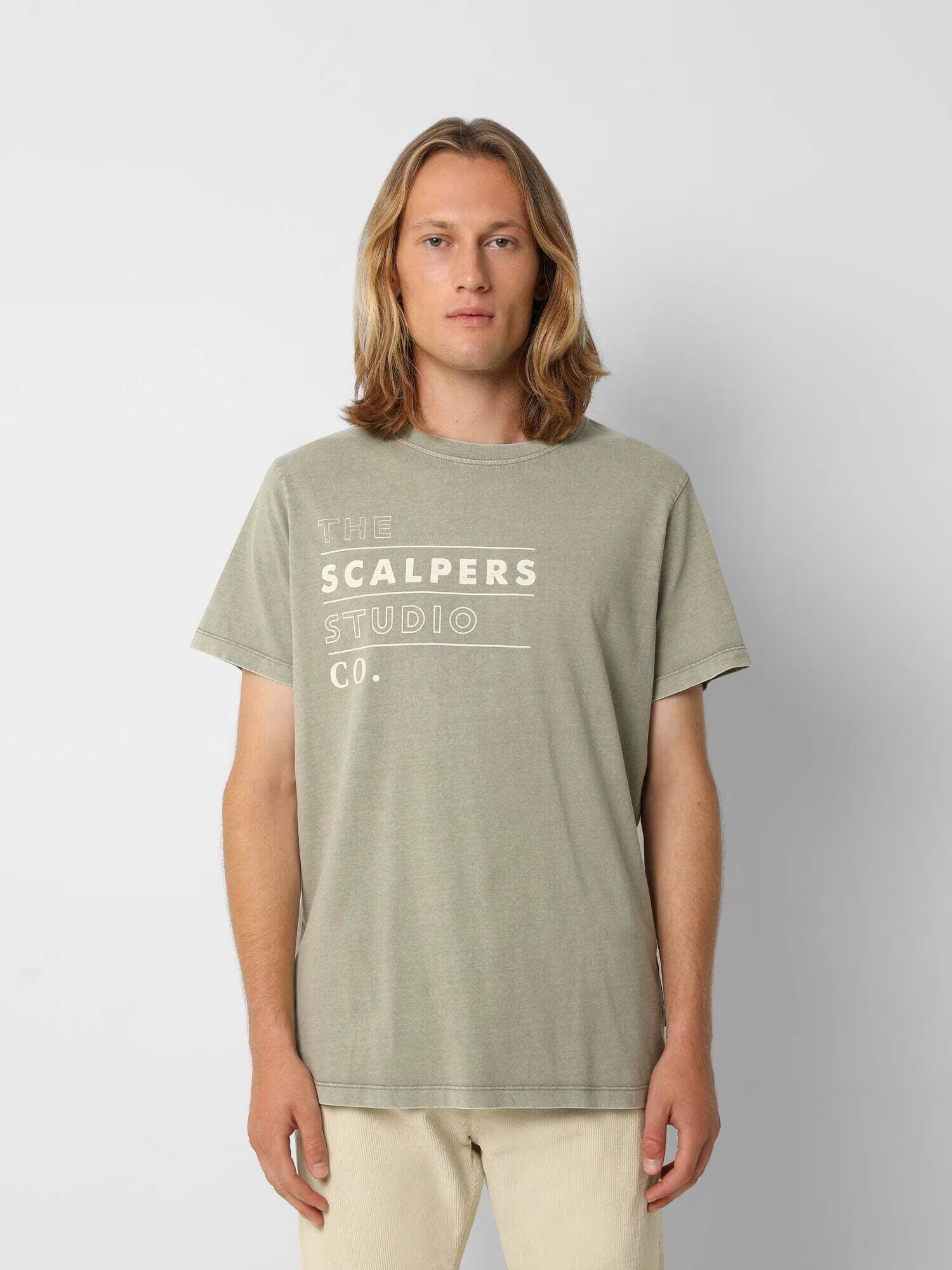 Scalpers Tricou kaki / alb - Pled.ro