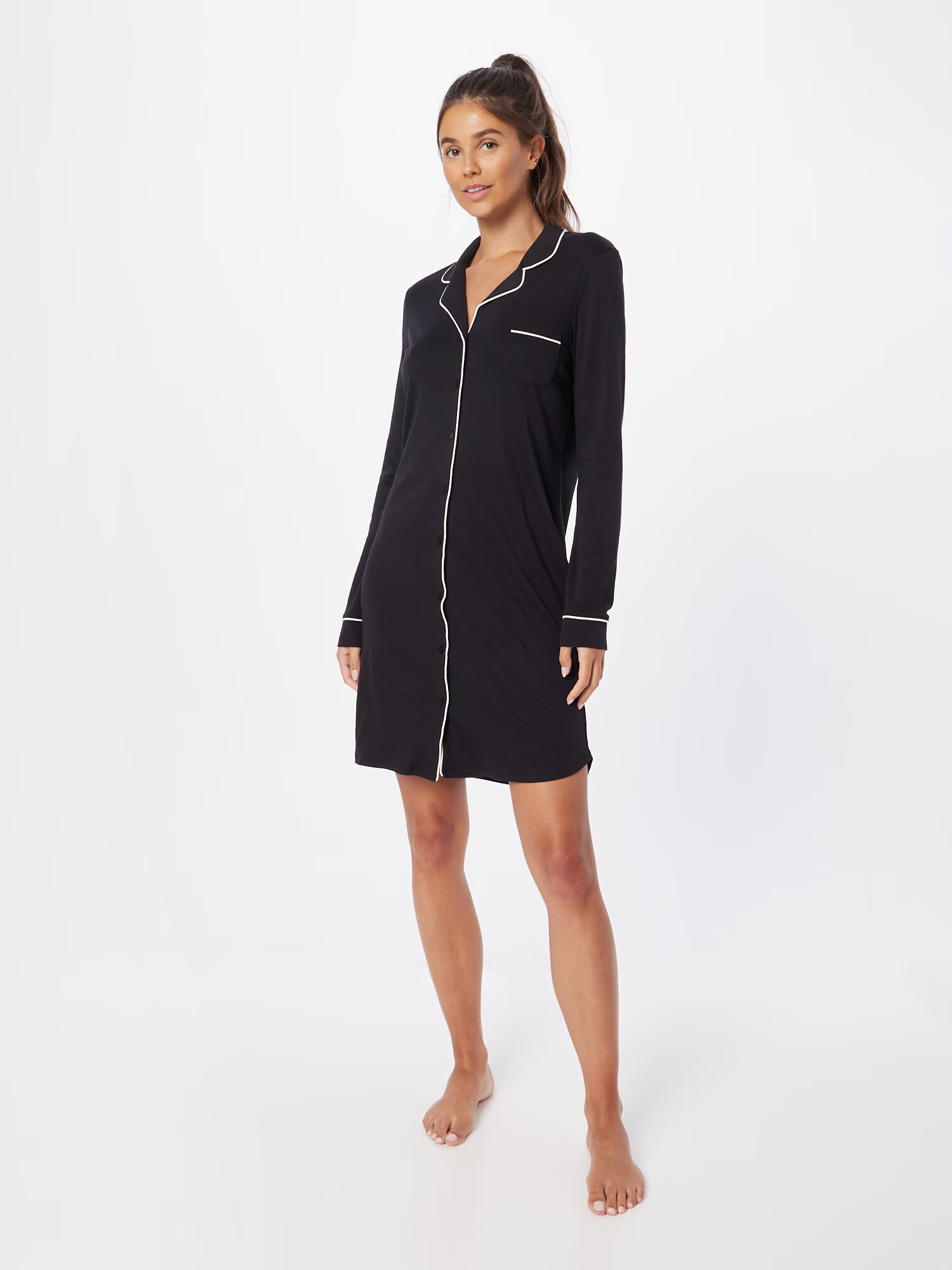 SCHIESSER Cămăşi de noapte 'Contemporary Nightwear' negru / alb - Pled.ro