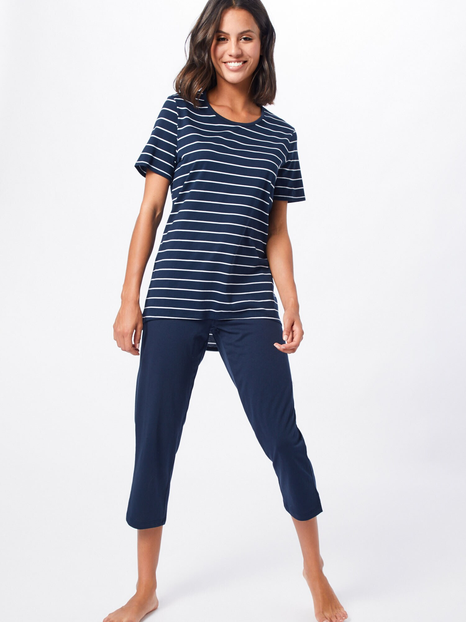 SCHIESSER Pijama bleumarin / alb - Pled.ro