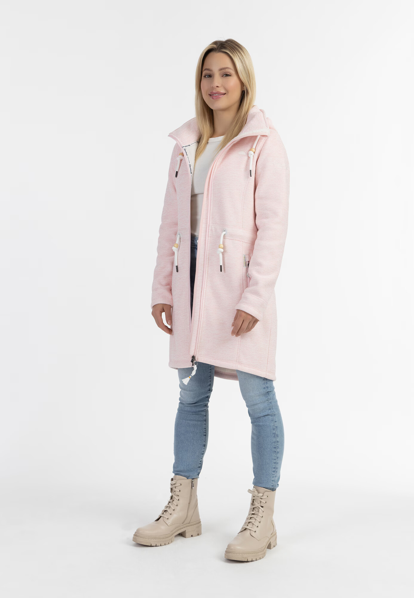 Schmuddelwedda Jachetă fleece 'Kawai' rosé / alb murdar - Pled.ro