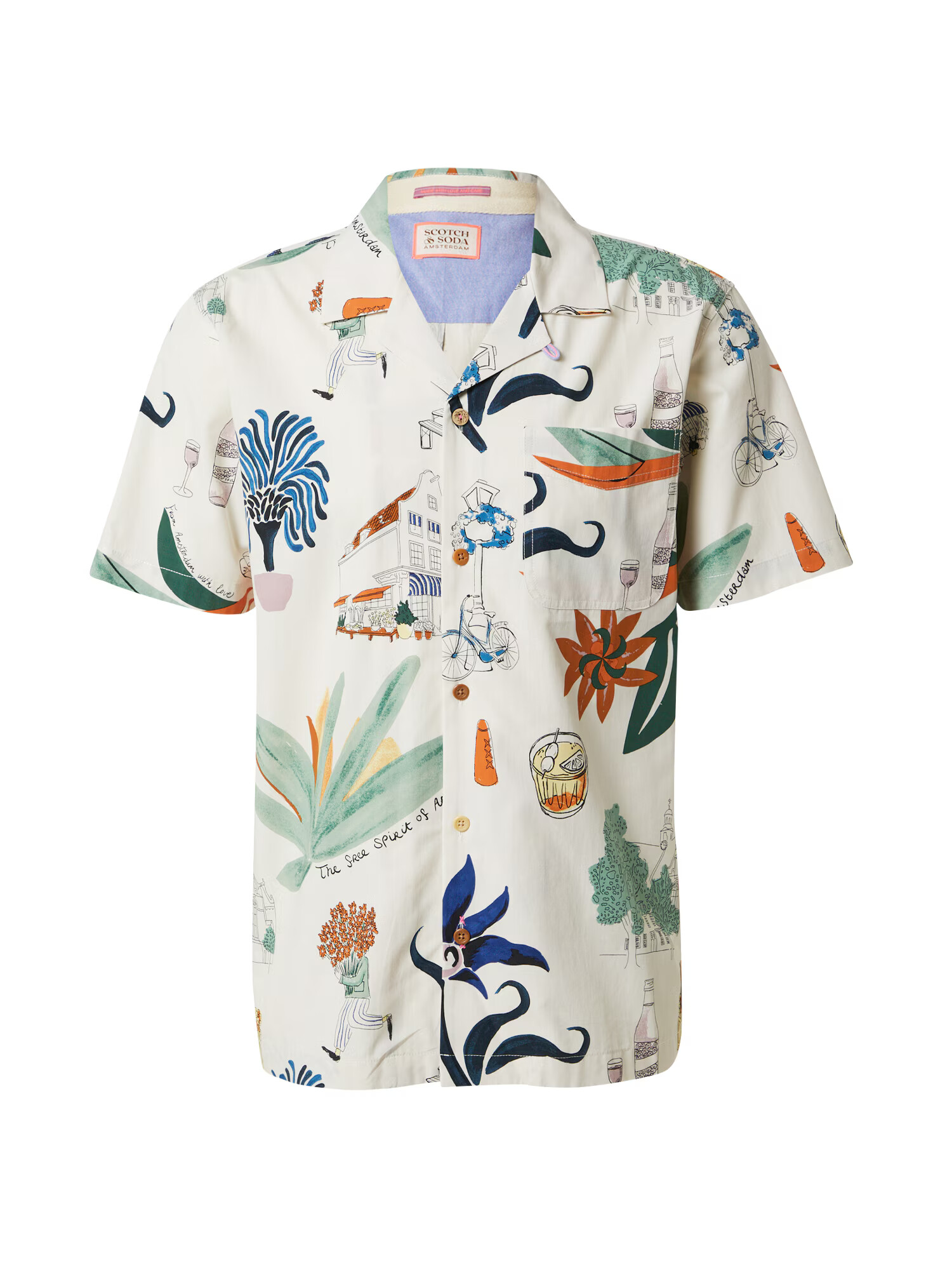 SCOTCH & SODA Cămașă 'Hawaii' albastru / maro coniac / verde mentă / alb - Pled.ro