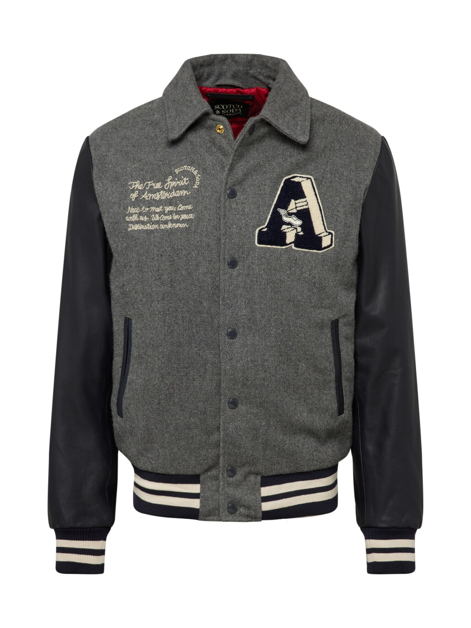 SCOTCH & SODA Geacă de primăvară-toamnă 'Varsity' gri amestecat / negru / alb - Pled.ro