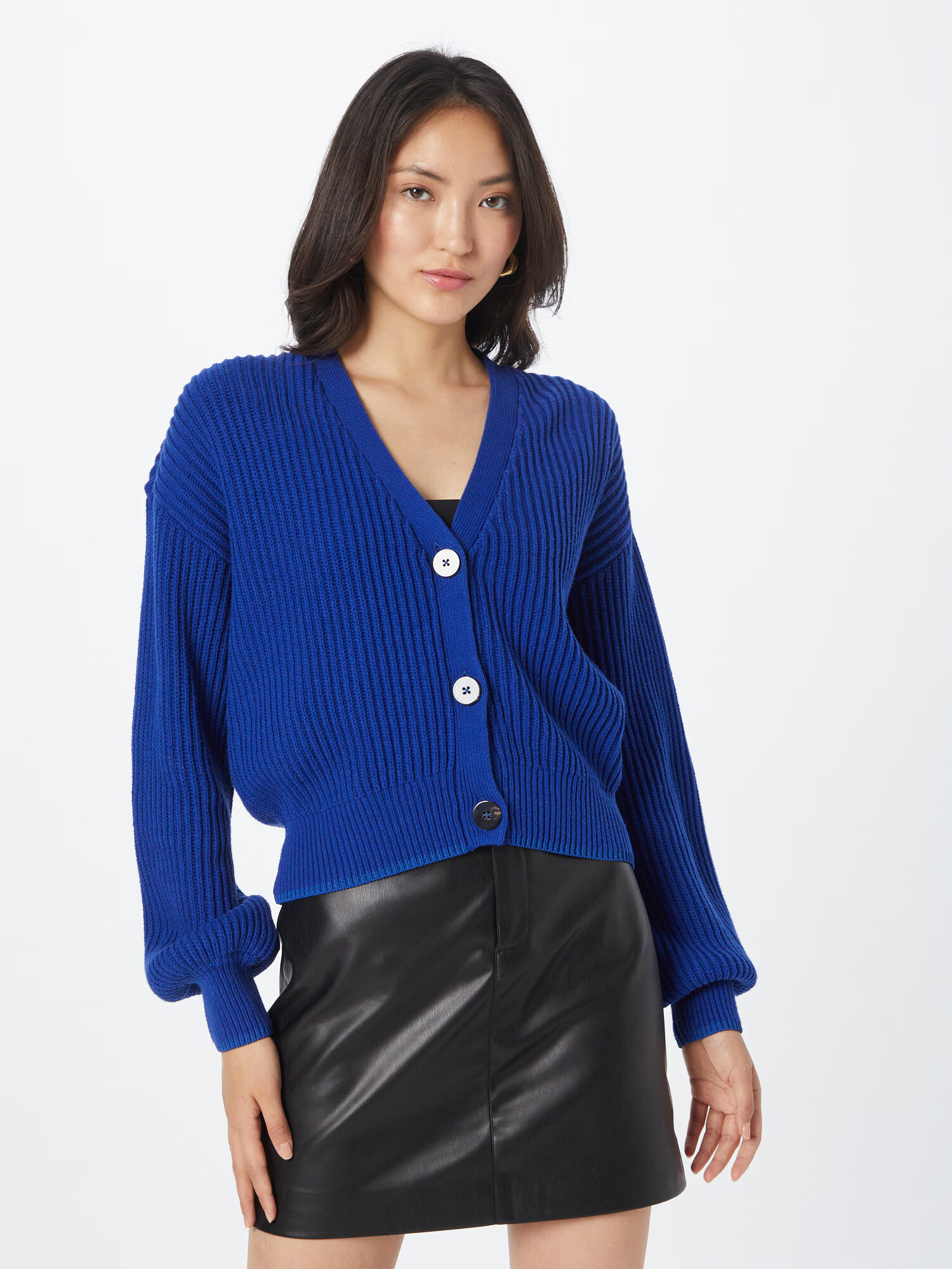 SCOTCH & SODA Geacă tricotată albastru cobalt / alb - Pled.ro