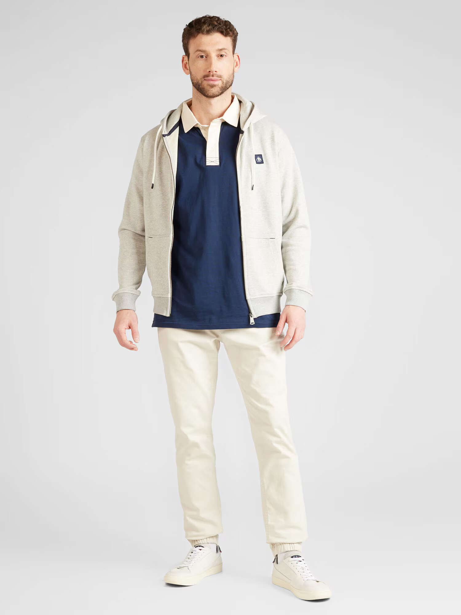 SCOTCH & SODA Hanorac 'Essential' bleumarin / gri amestecat / alb - Pled.ro