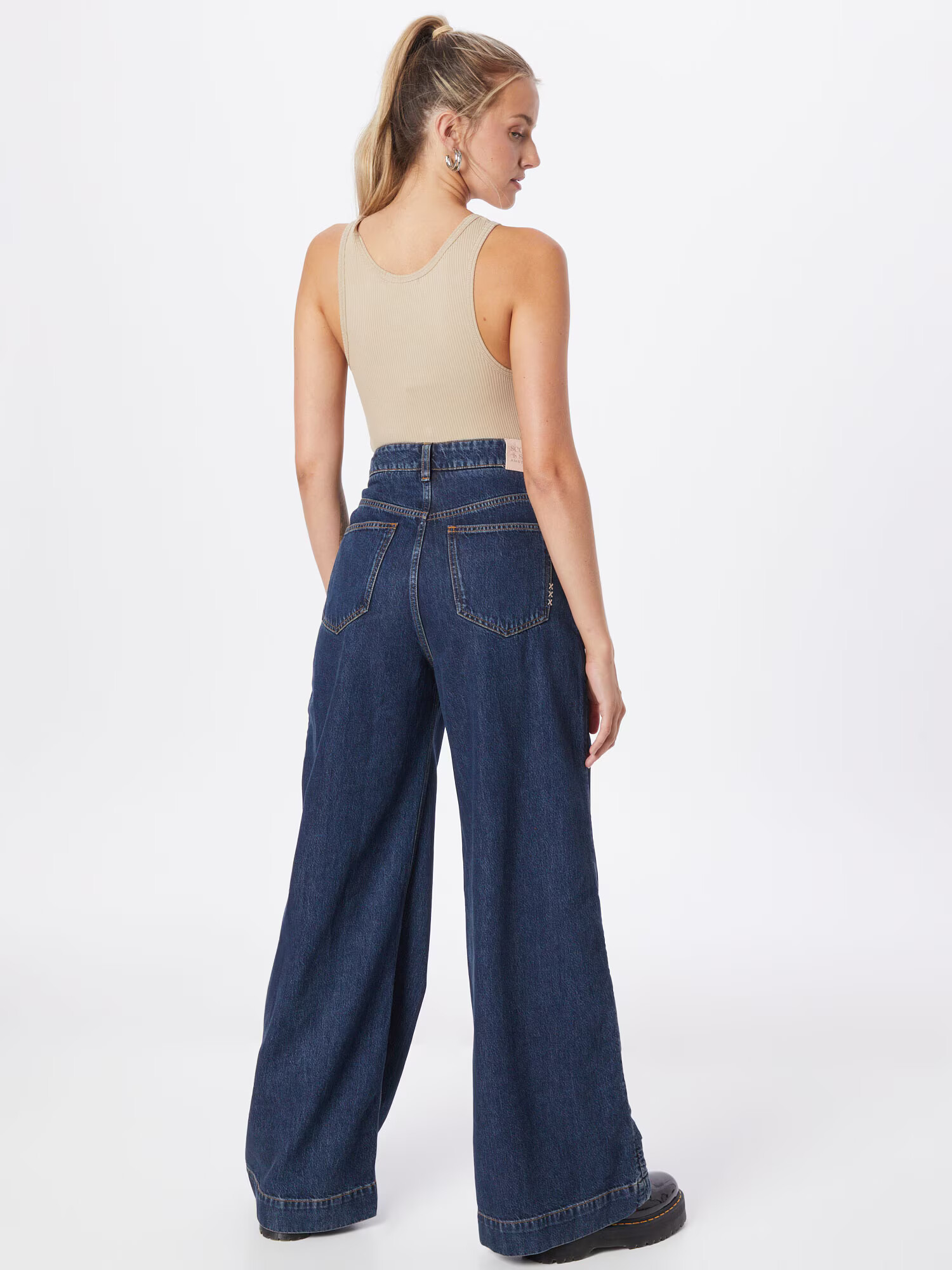 SCOTCH & SODA Pantaloni cu cute 'The Shore pleated denim chino —Washed in' albastru denim - Pled.ro