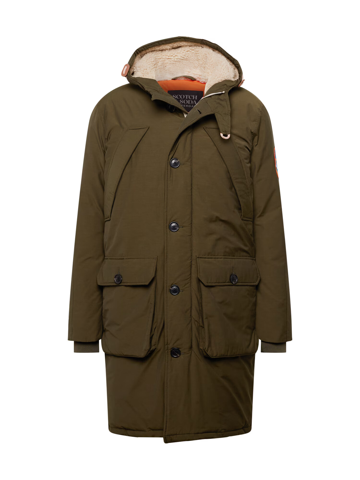 SCOTCH & SODA Parka de iarnă albastru / kaki / portocaliu / alb lână - Pled.ro