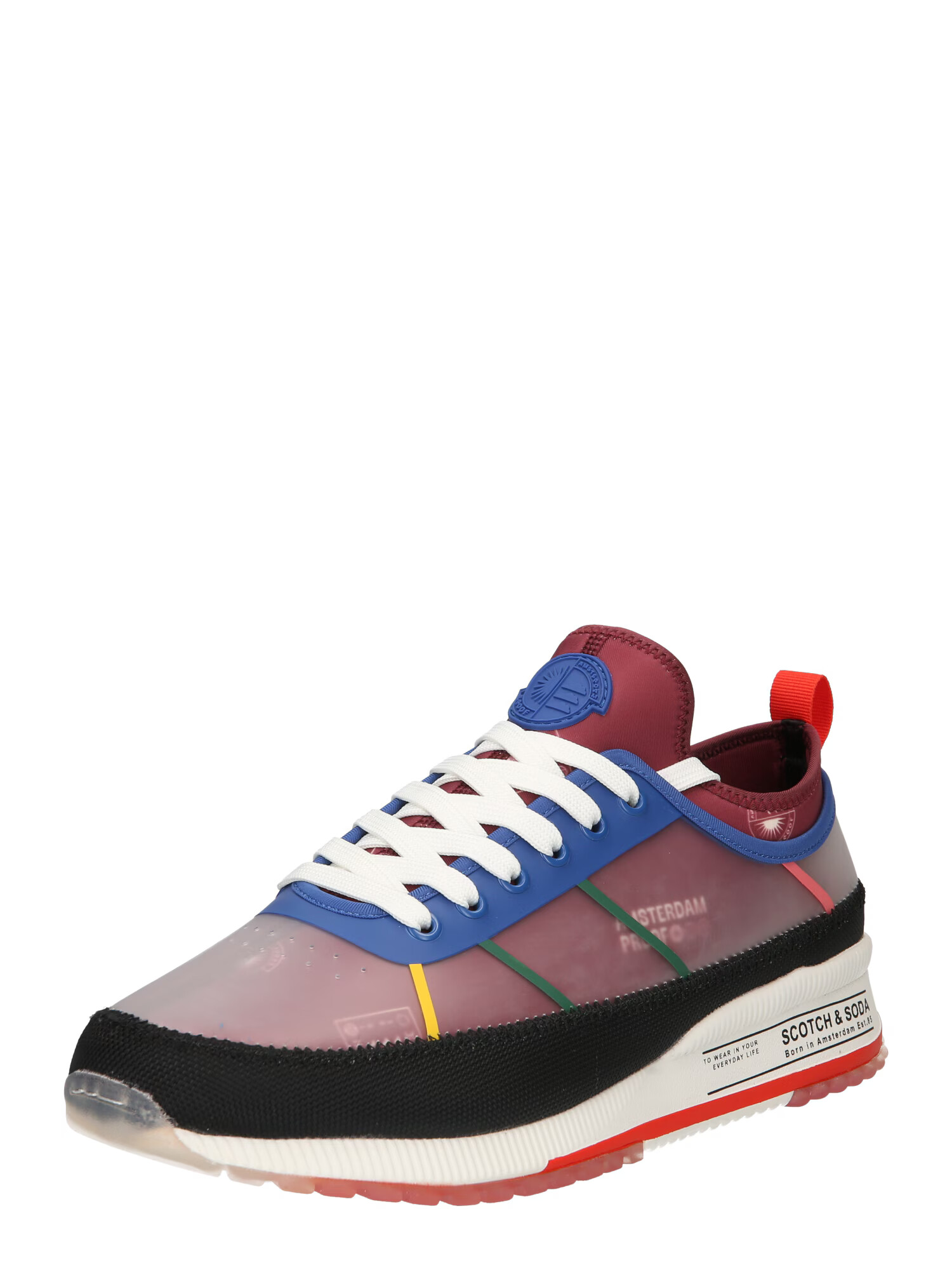 SCOTCH & SODA Sneaker low 'VIVEX' albastru regal / verde iarbă / roșu vin / negru - Pled.ro