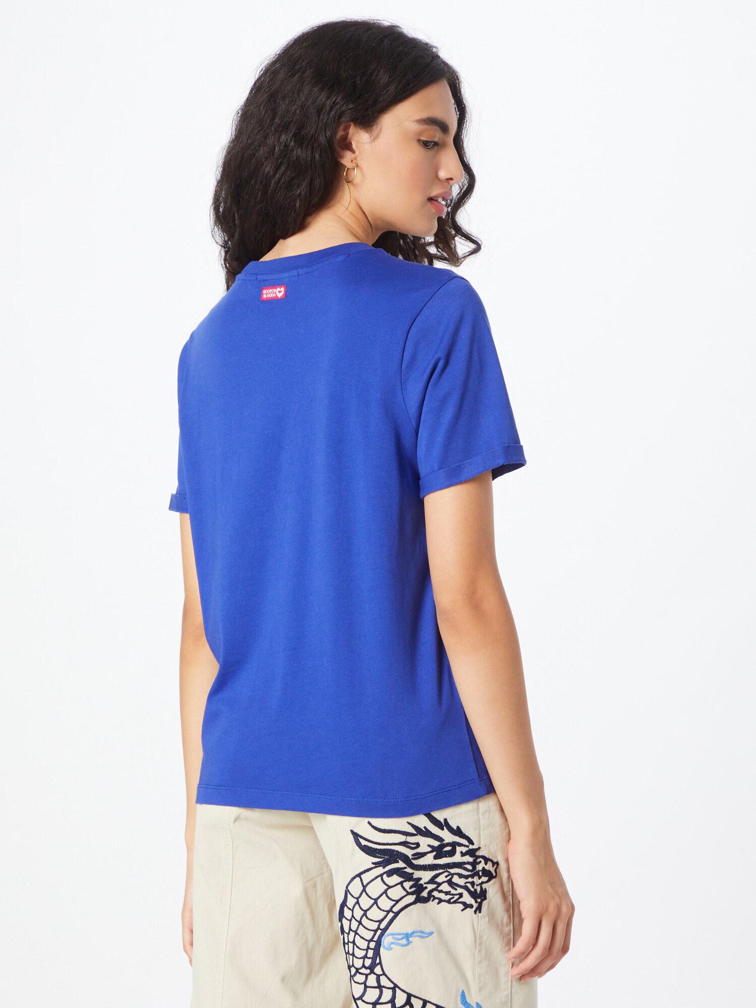 SCOTCH & SODA Tricou albastru cobalt / alb - Pled.ro