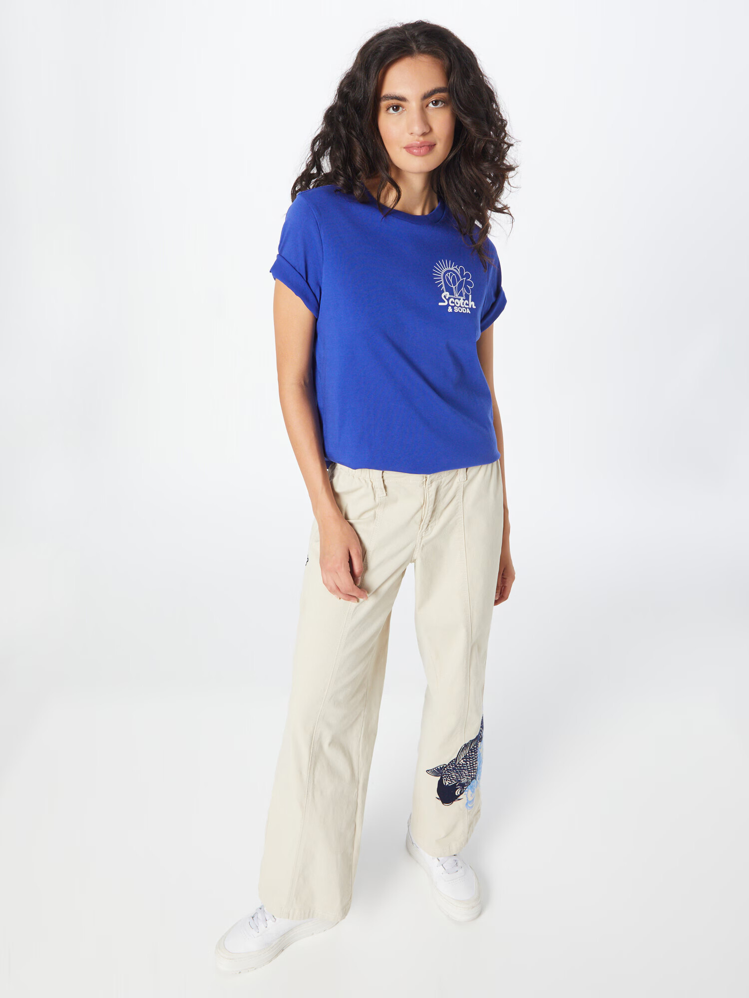 SCOTCH & SODA Tricou albastru cobalt / alb - Pled.ro