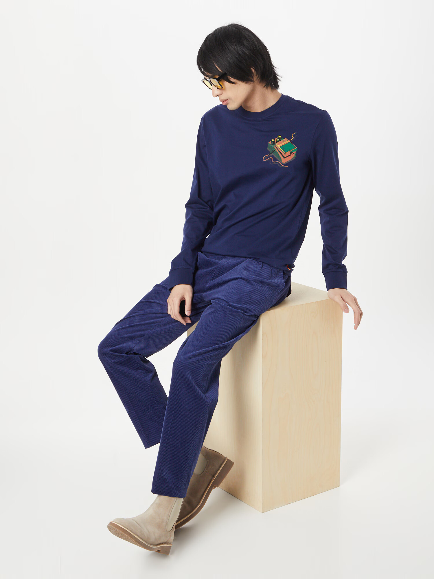 SCOTCH & SODA Tricou bleumarin / maro / galben / verde - Pled.ro