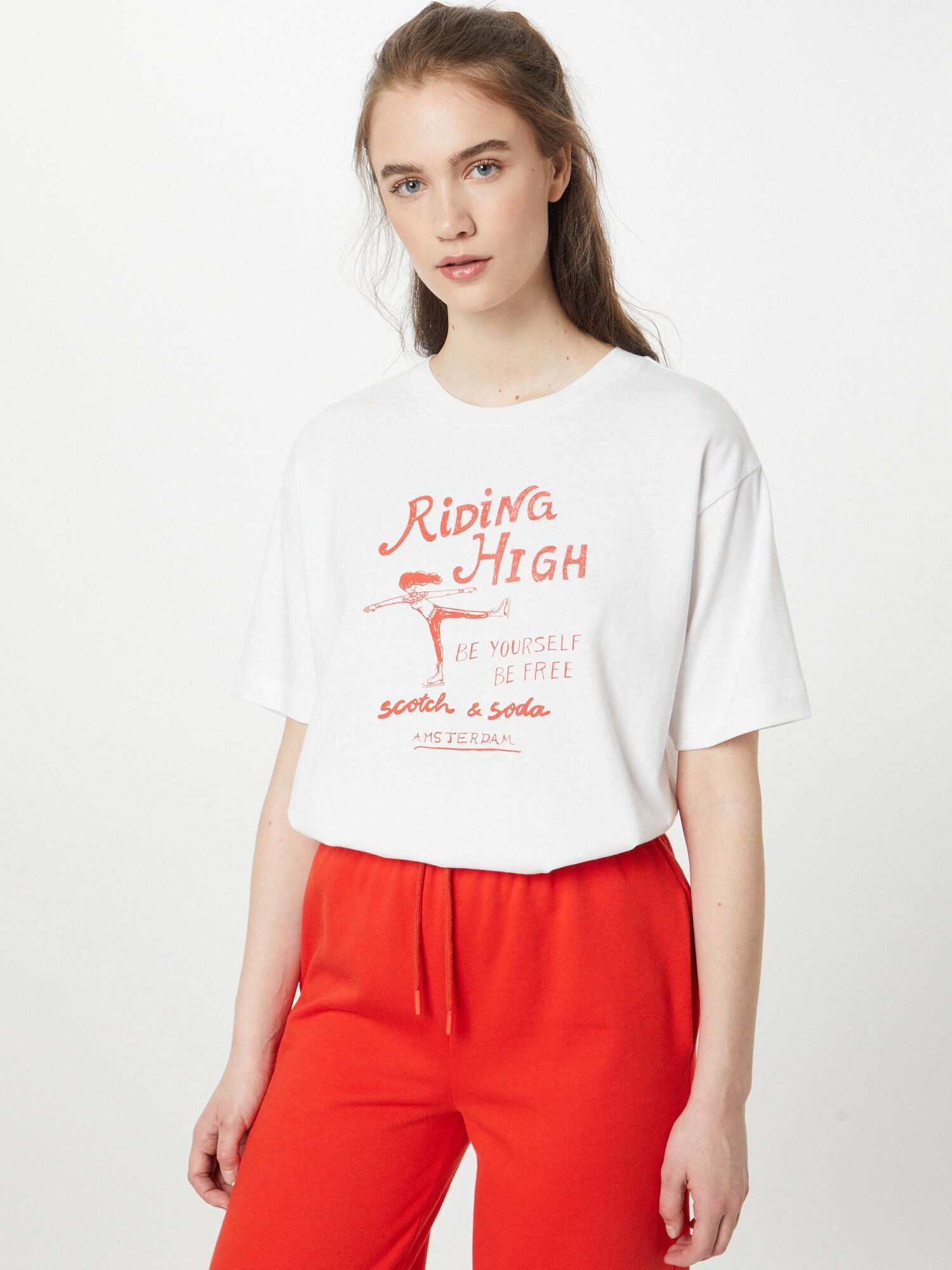 SCOTCH & SODA Tricou roșu orange / alb - Pled.ro