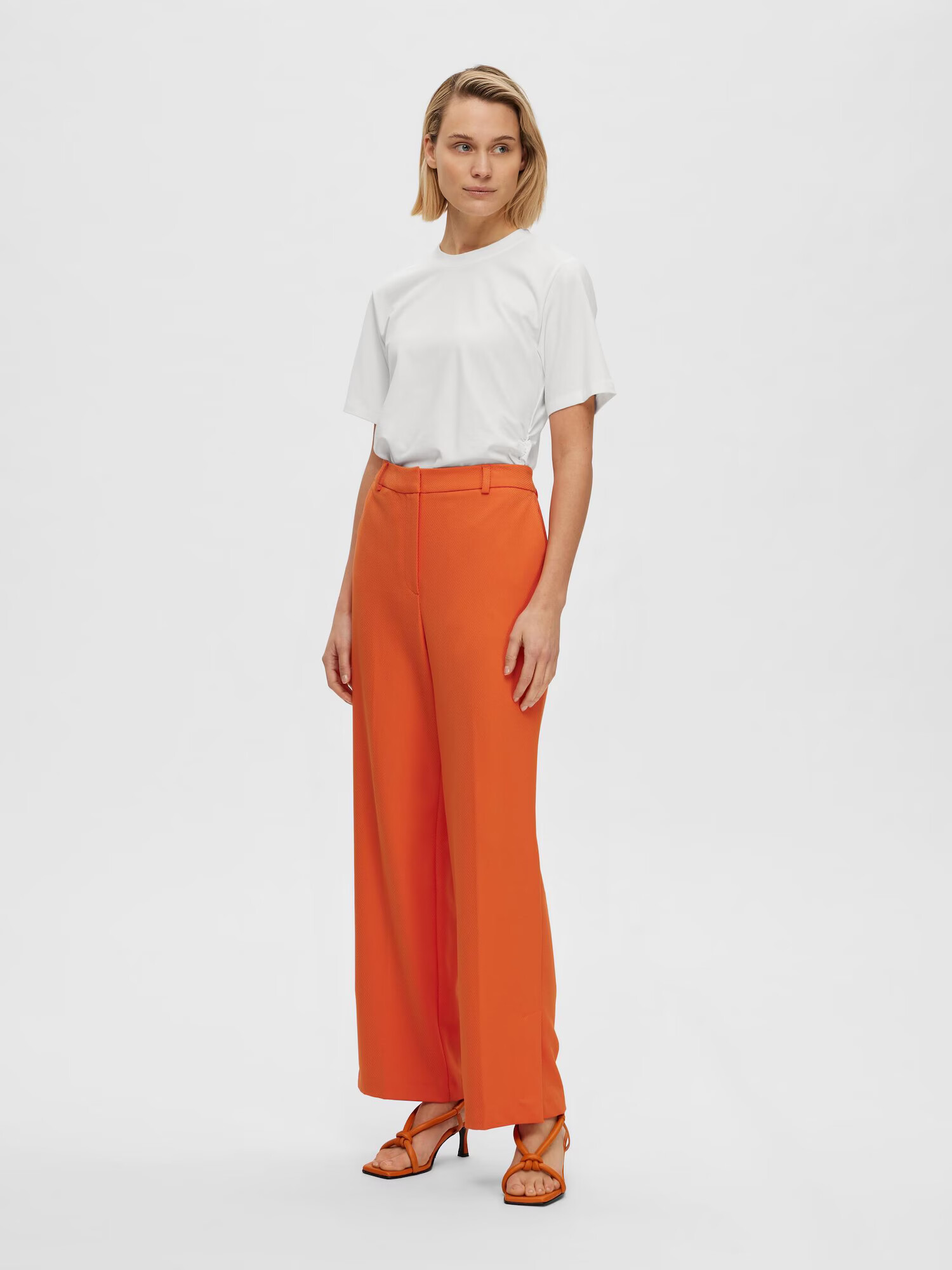 Selected Femme Curve Pantaloni cu dungă portocaliu închis - Pled.ro