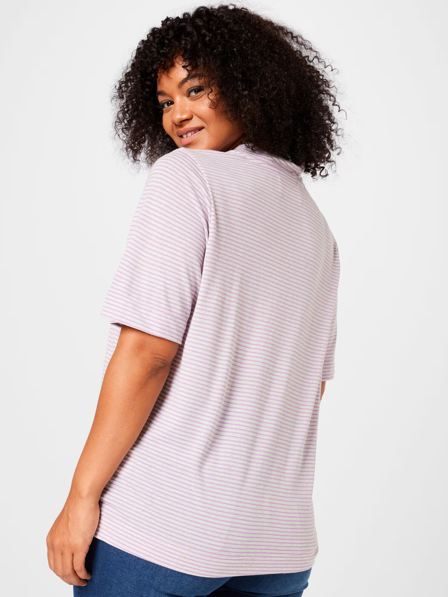 Selected Femme Curve Tricou 'Ivy' mauve / alb amestacat - Pled.ro