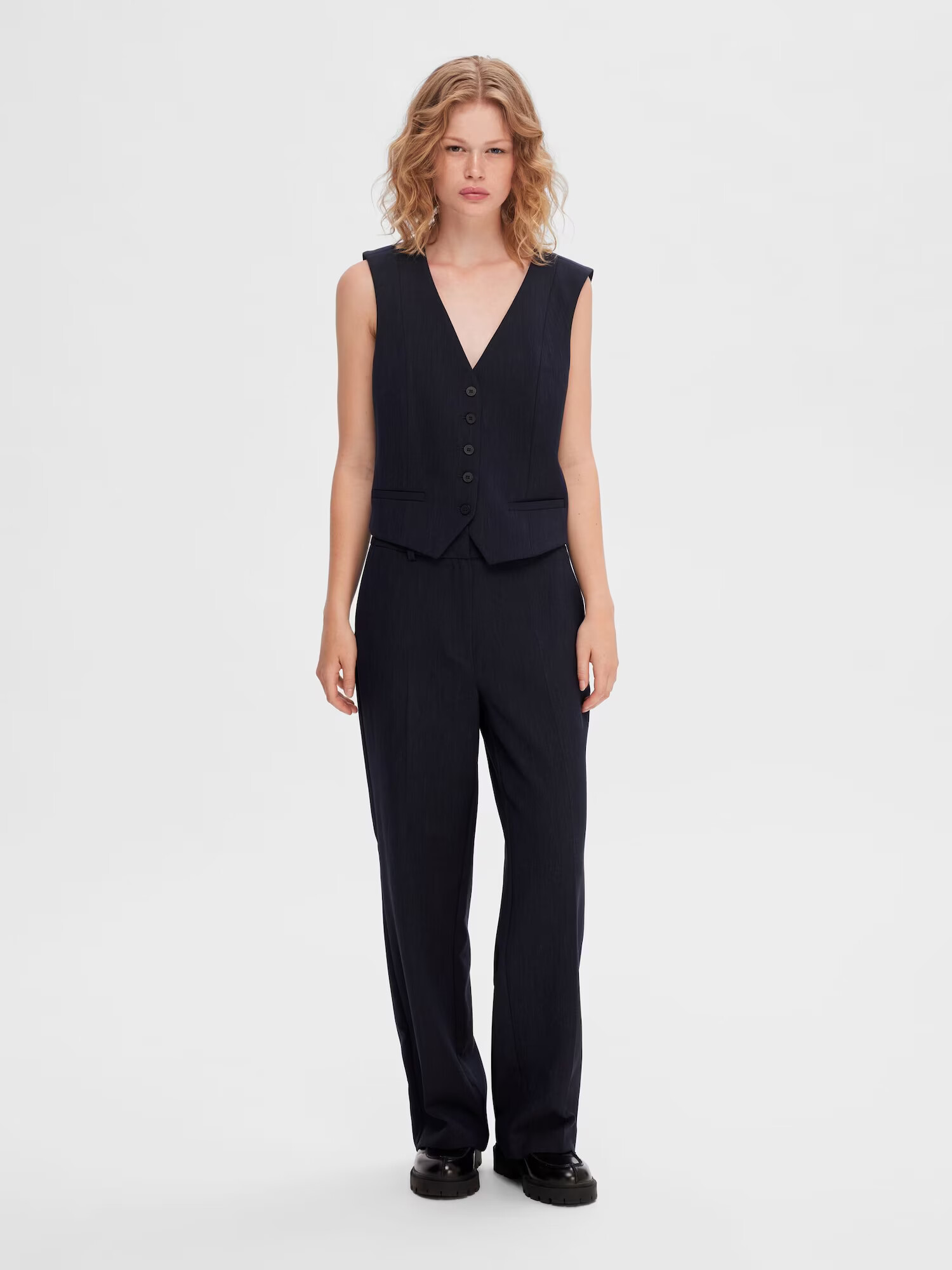 SELECTED FEMME Pantaloni cu dungă albastru marin - Pled.ro