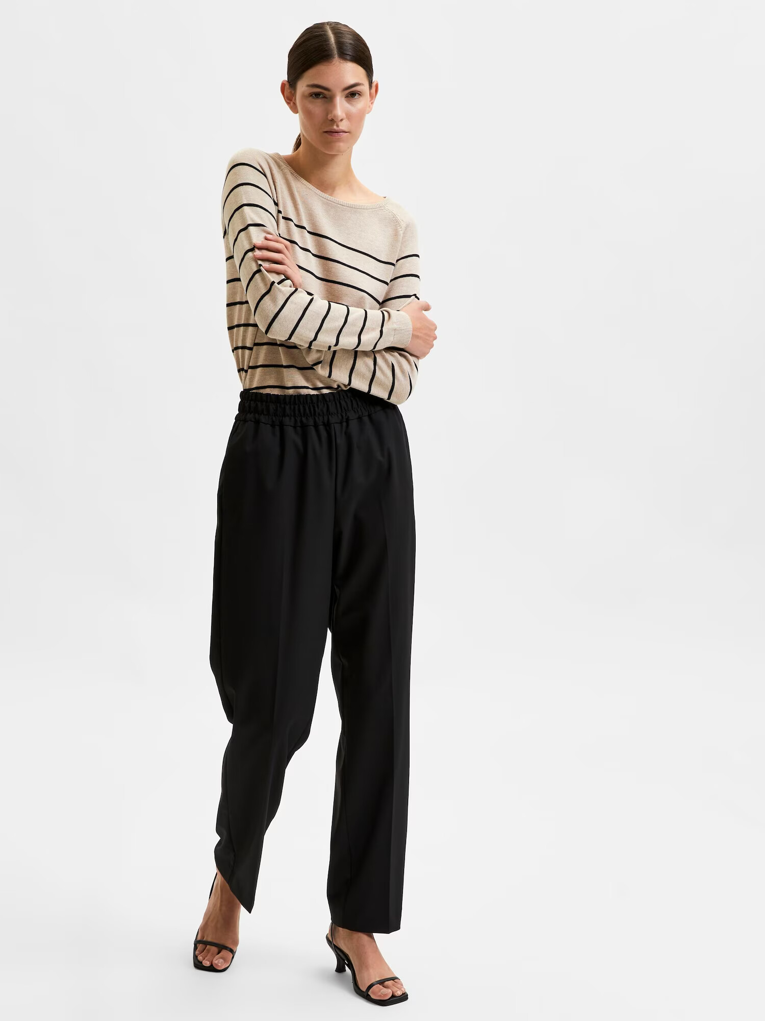 SELECTED FEMME Pantaloni cu dungă 'Aletta' negru - Pled.ro