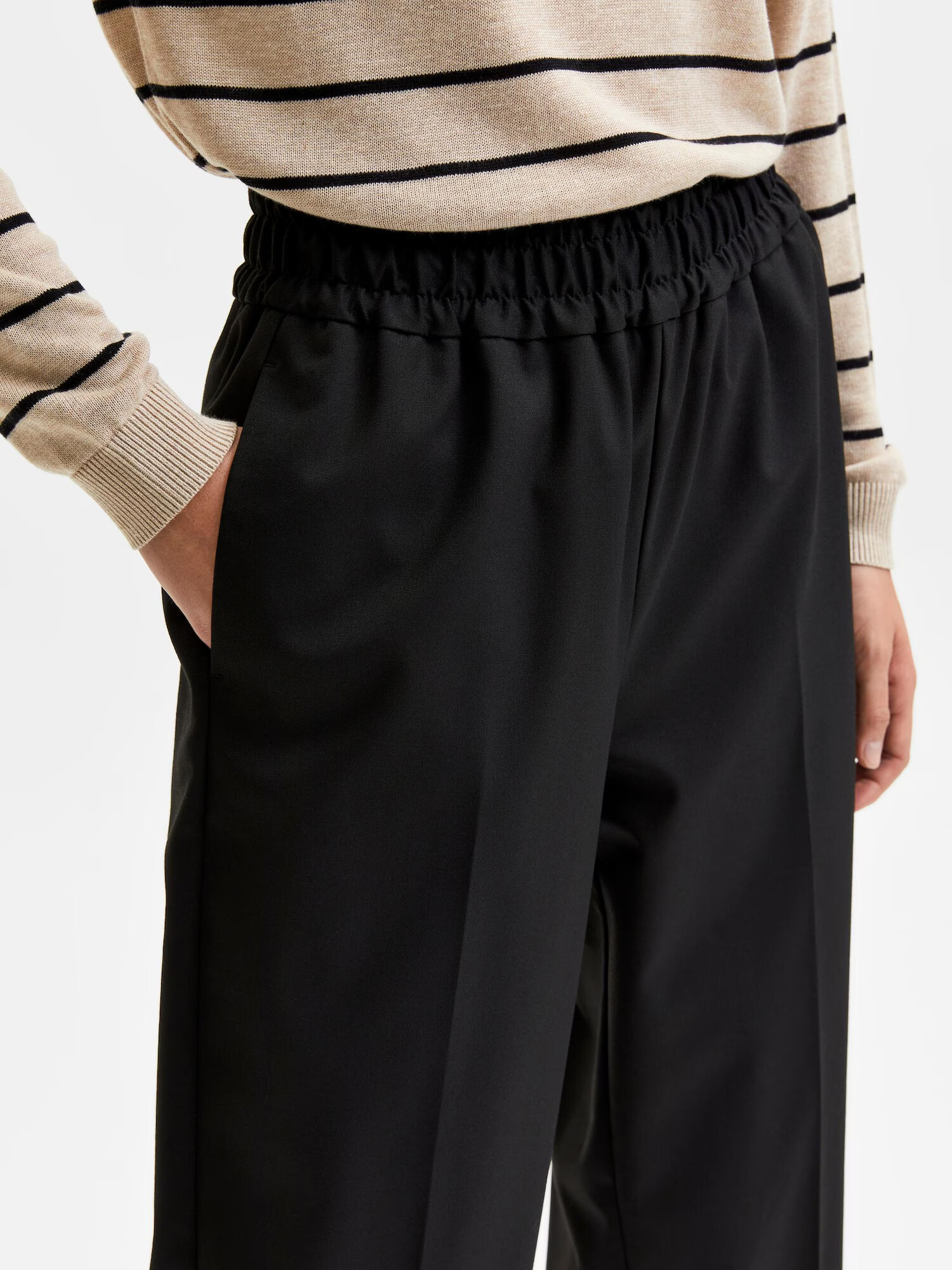 SELECTED FEMME Pantaloni cu dungă 'Aletta' negru - Pled.ro