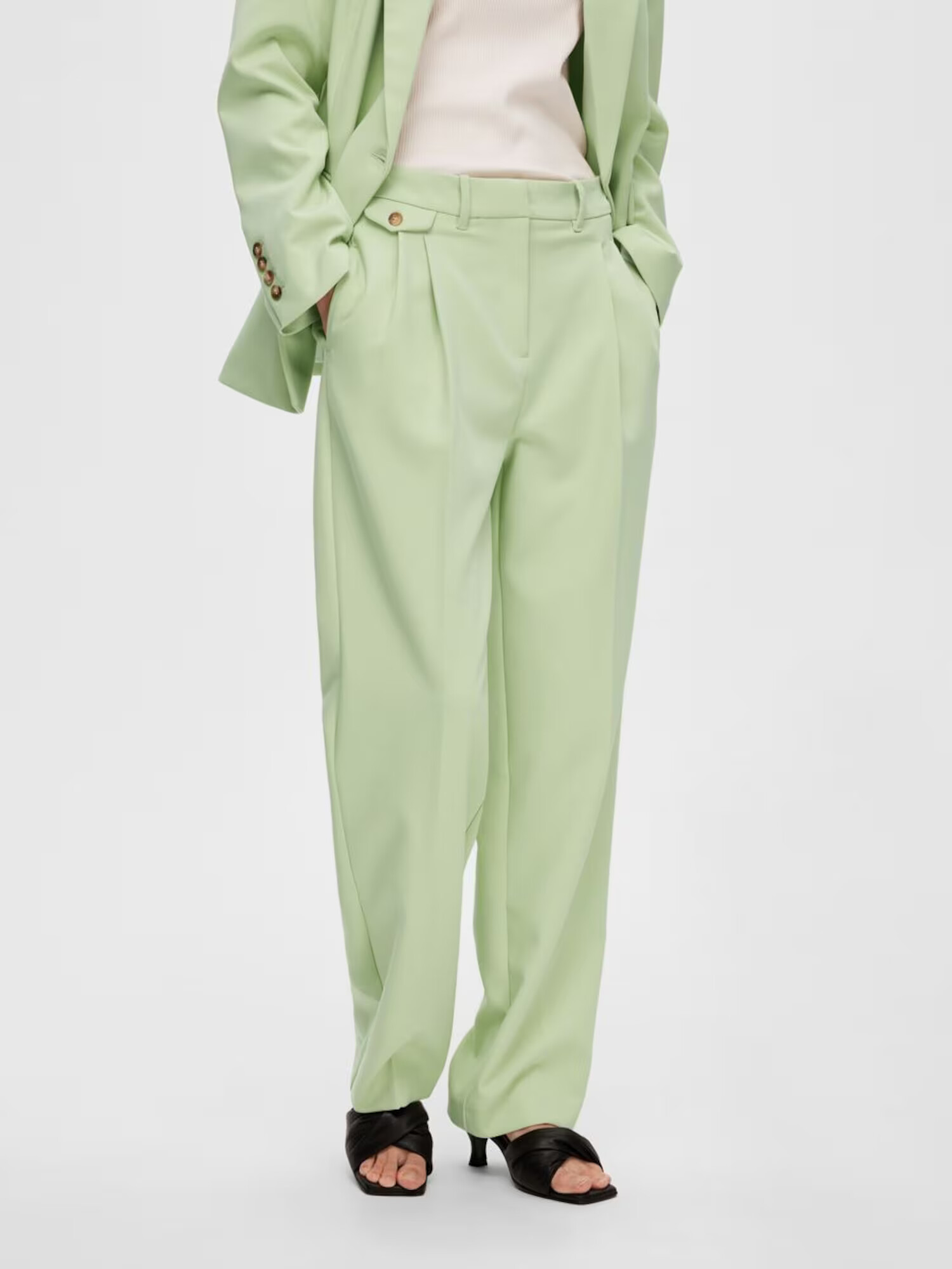 SELECTED FEMME Pantaloni cu dungă 'Doah' verde pastel - Pled.ro