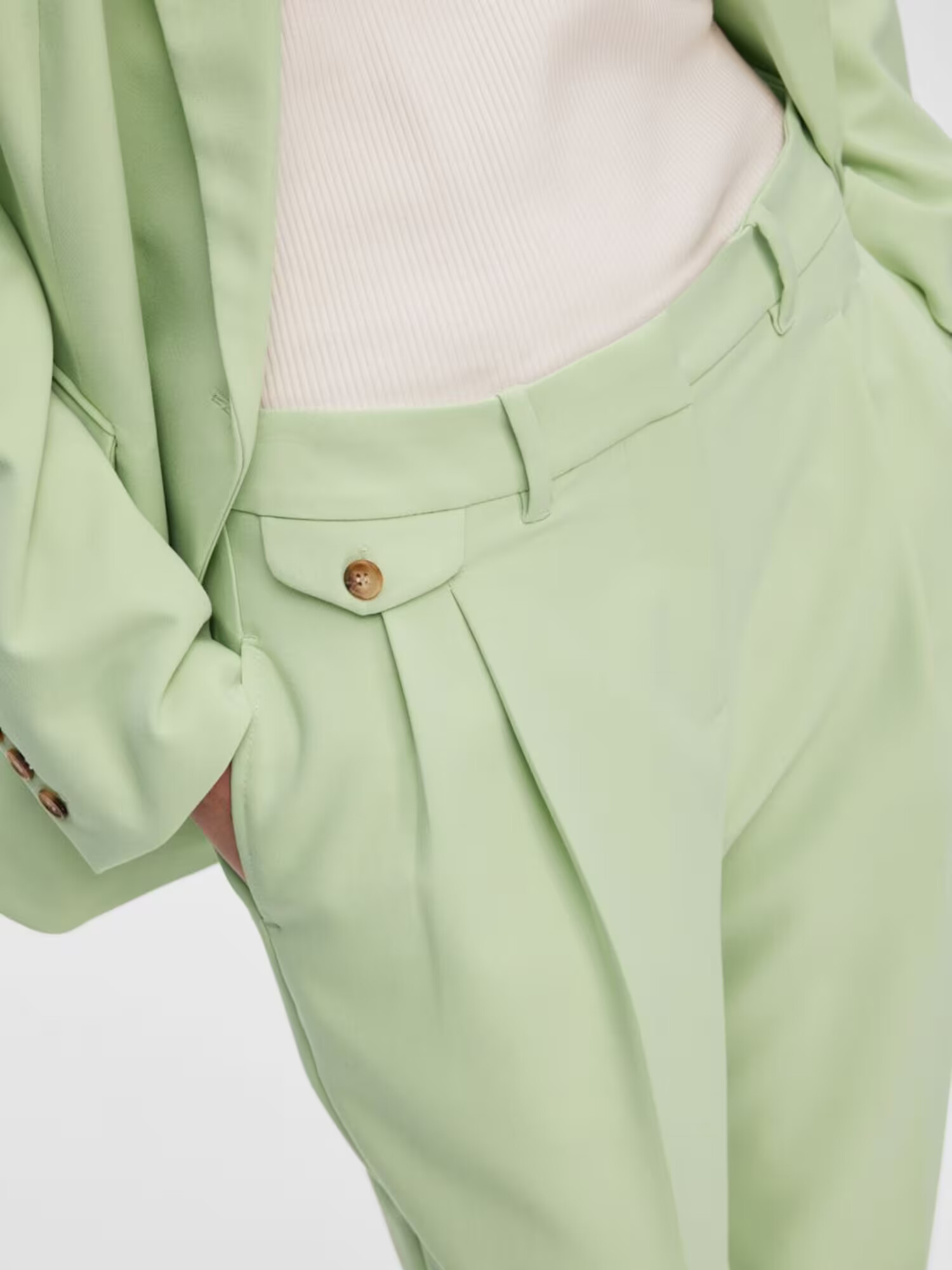 SELECTED FEMME Pantaloni cu dungă 'Doah' verde pastel - Pled.ro