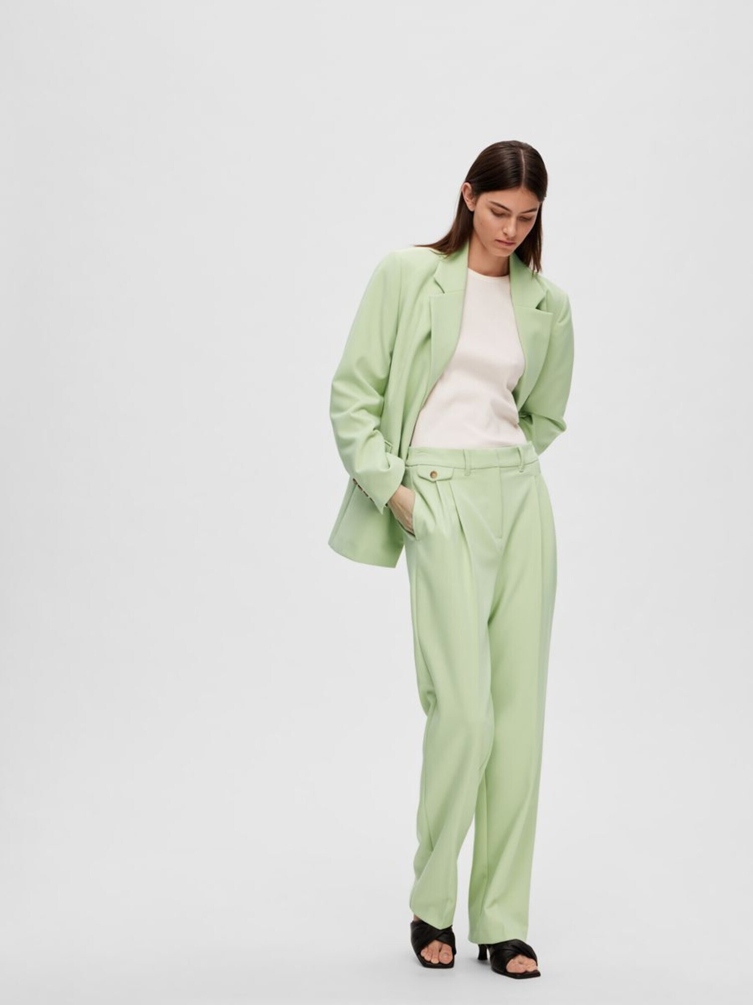 SELECTED FEMME Pantaloni cu dungă 'Doah' verde pastel - Pled.ro