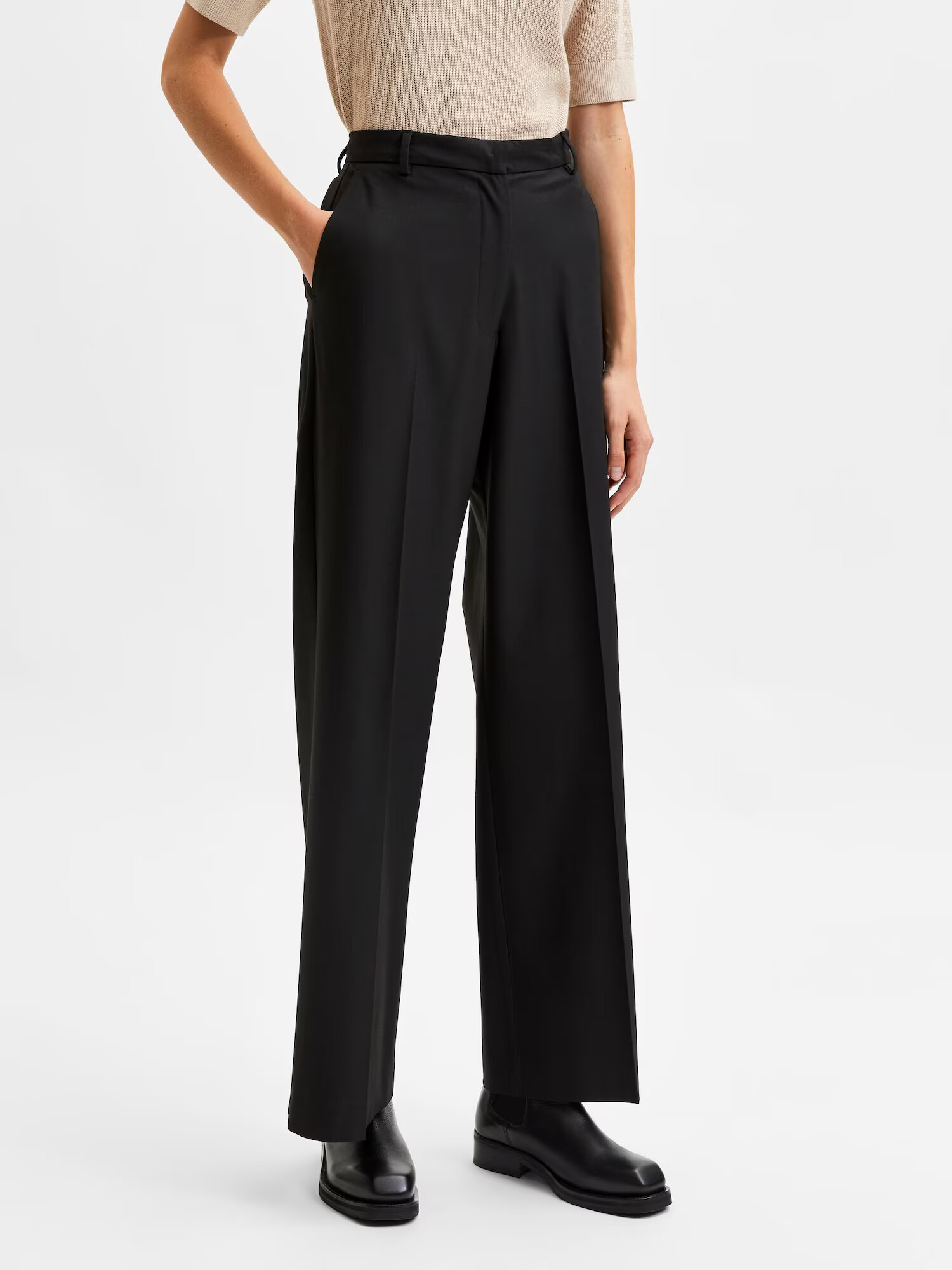 SELECTED FEMME Pantaloni cu dungă 'Eliana' negru - Pled.ro