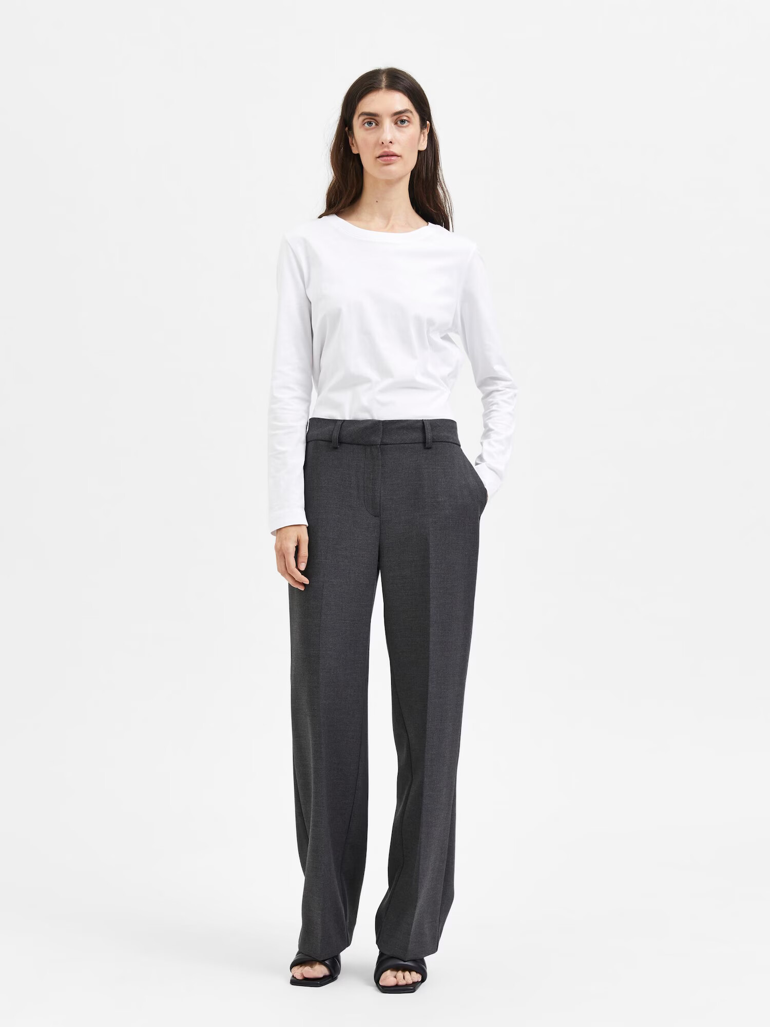 SELECTED FEMME Pantaloni cu dungă 'Rita' gri metalic - Pled.ro