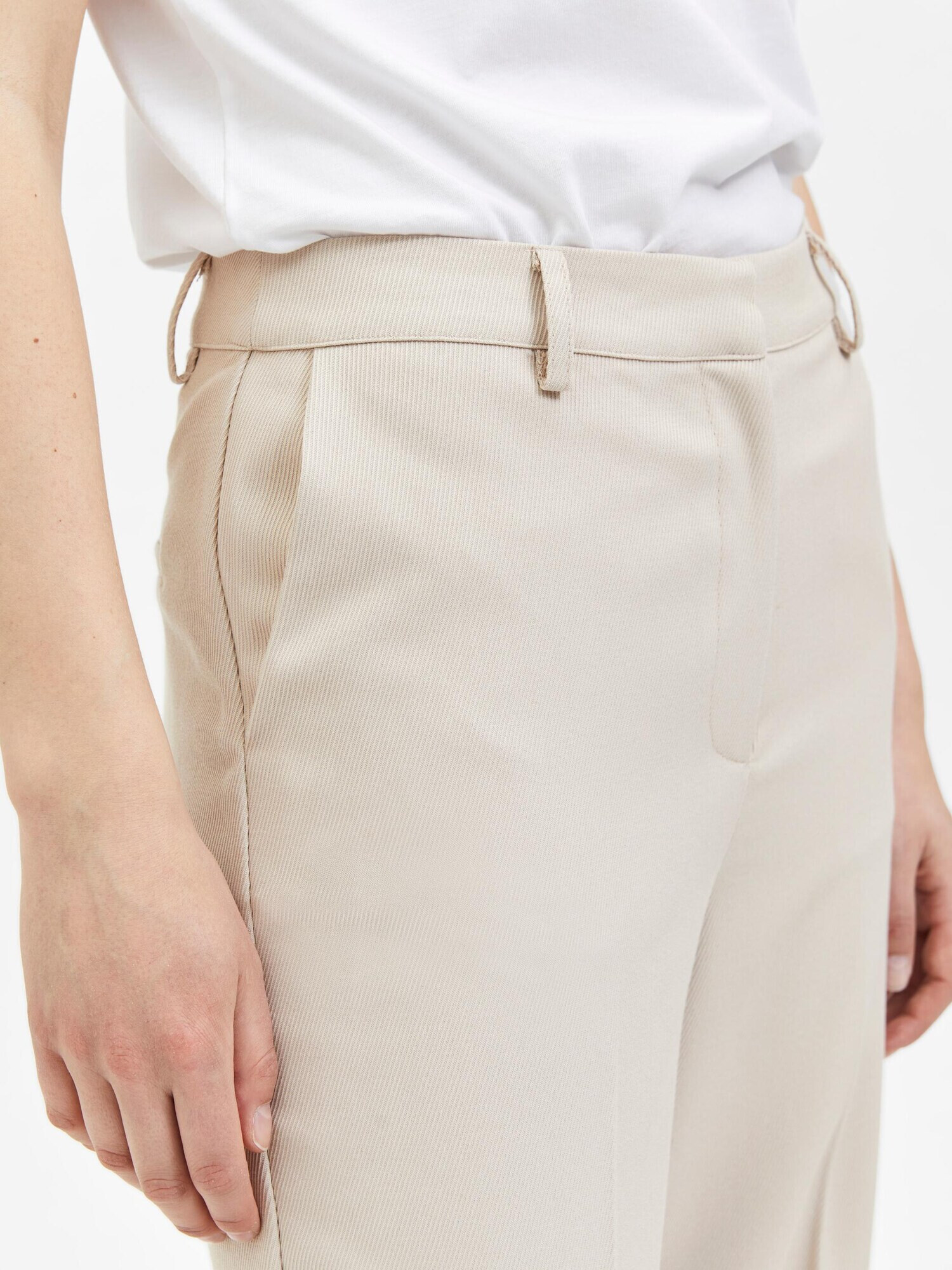 SELECTED FEMME Pantaloni cu dungă 'Svale' alb kitt - Pled.ro