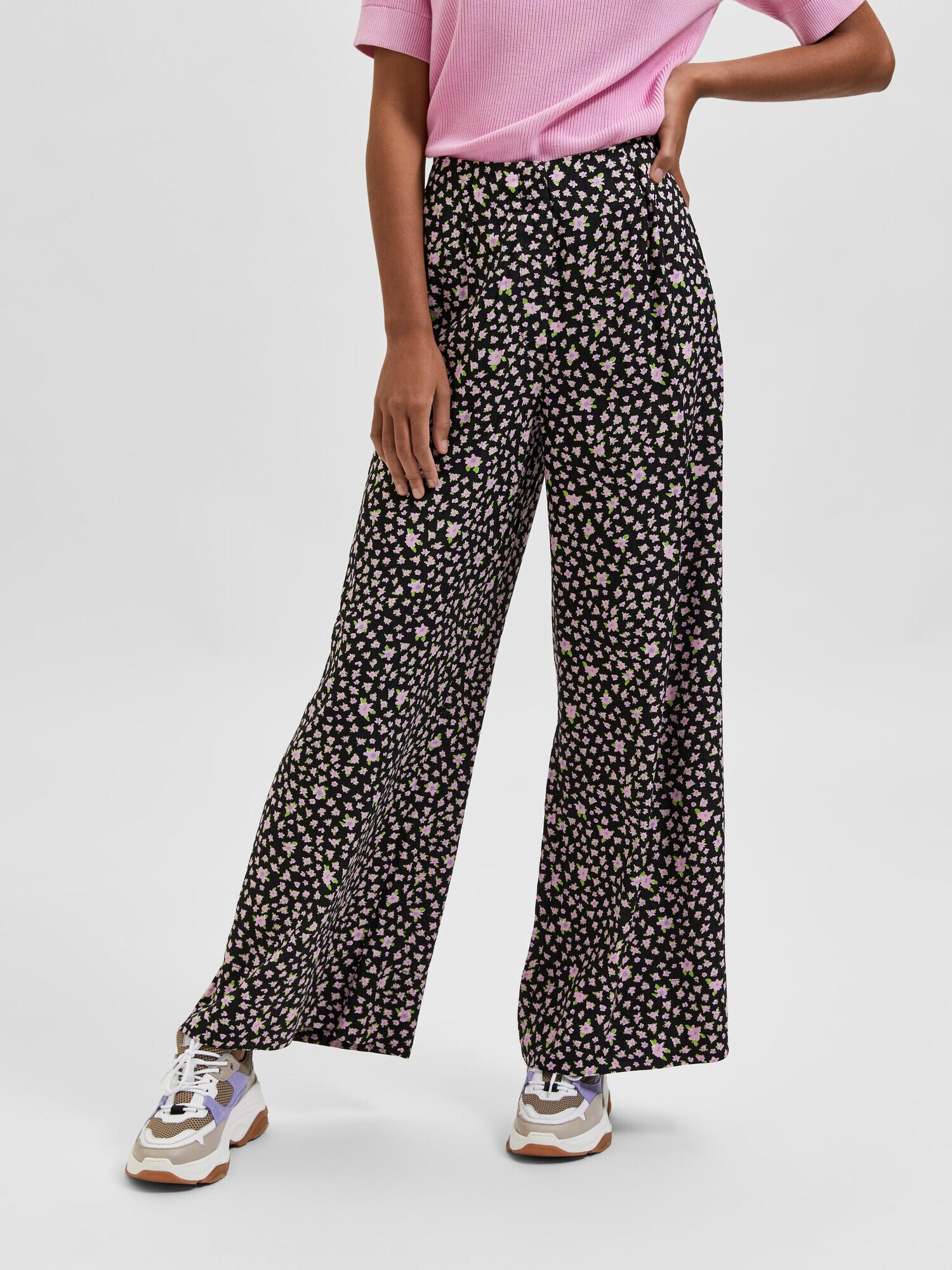 SELECTED FEMME Pantaloni 'JUDITA' roz / negru - Pled.ro