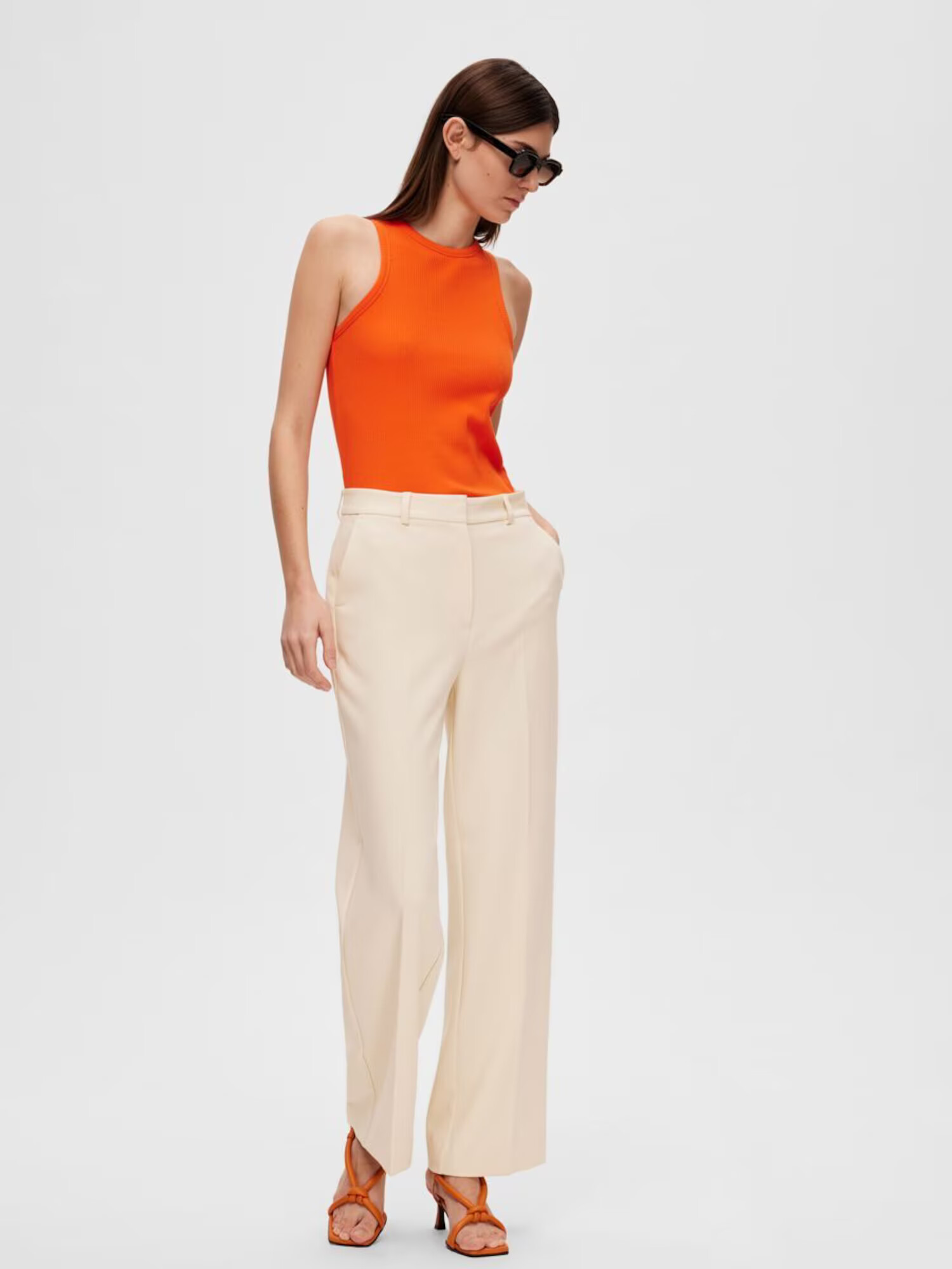 SELECTED FEMME Pantaloni 'MYLA' alb kitt - Pled.ro