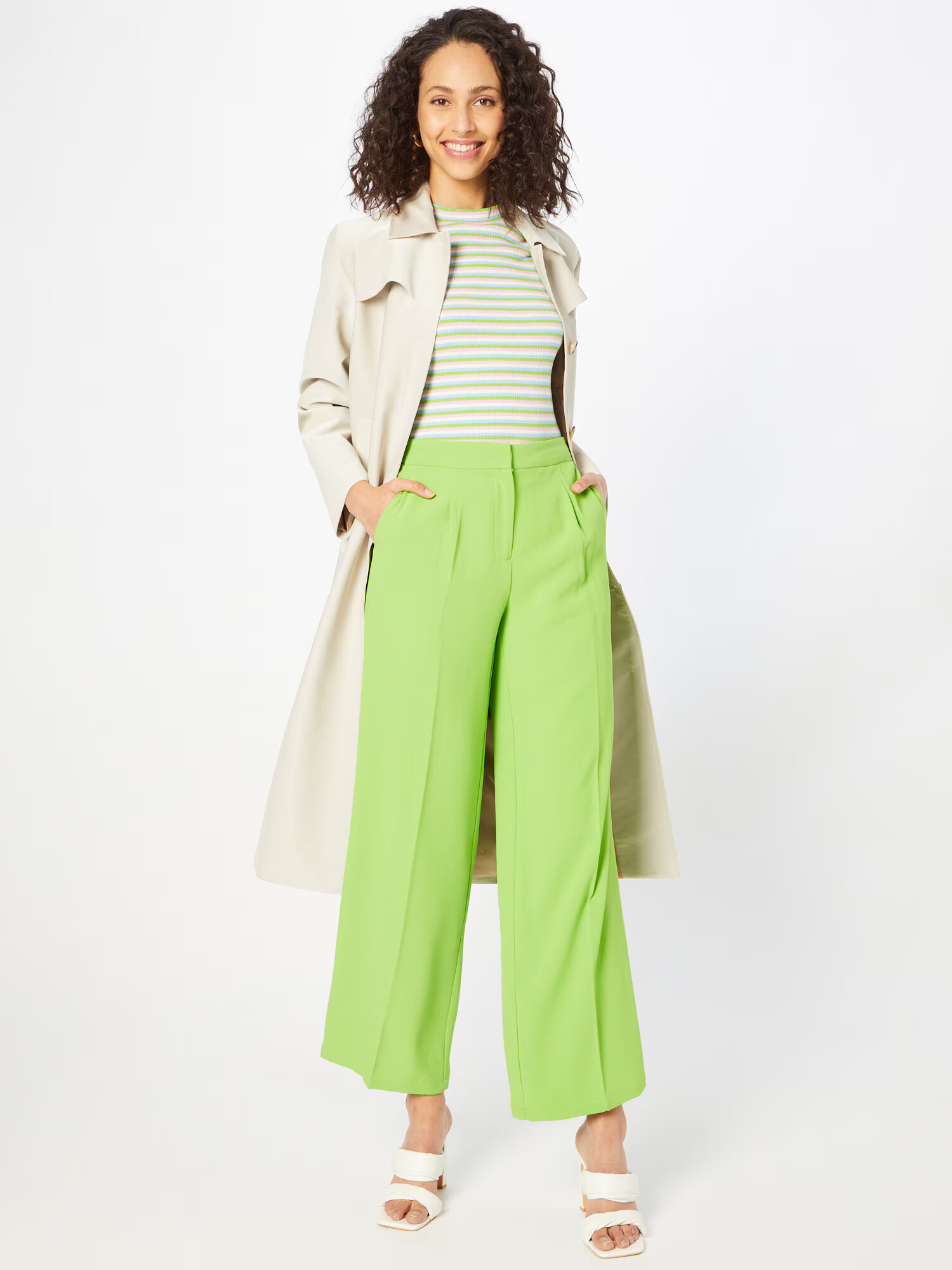 SELECTED FEMME Tricou 'Anna' verde deschis / alb - Pled.ro