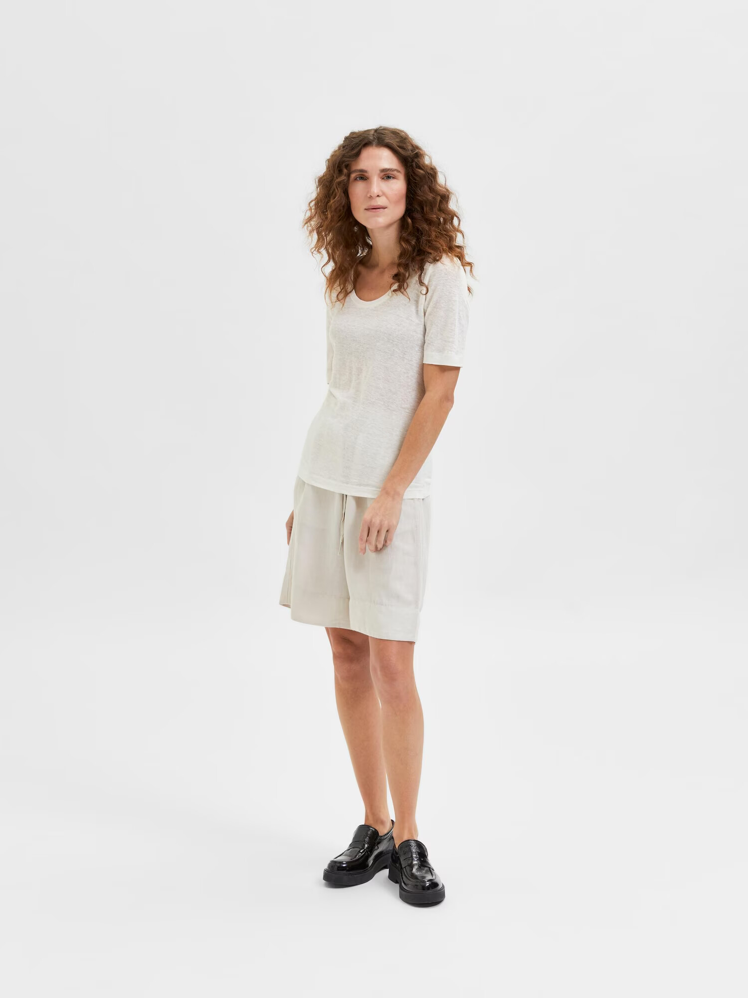 SELECTED FEMME Tricou 'Linda' alb amestacat - Pled.ro