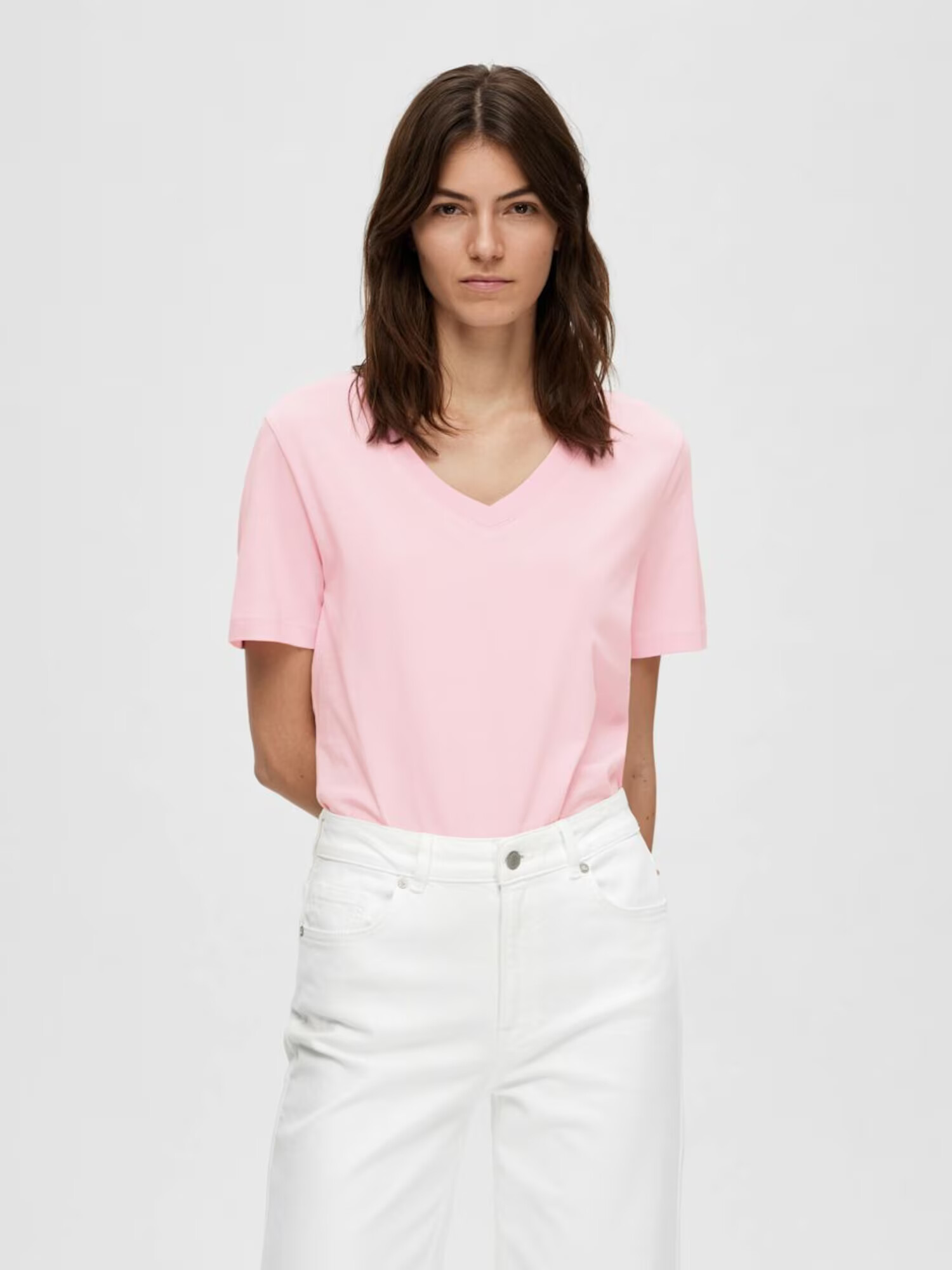 SELECTED FEMME Tricou roz pastel - Pled.ro