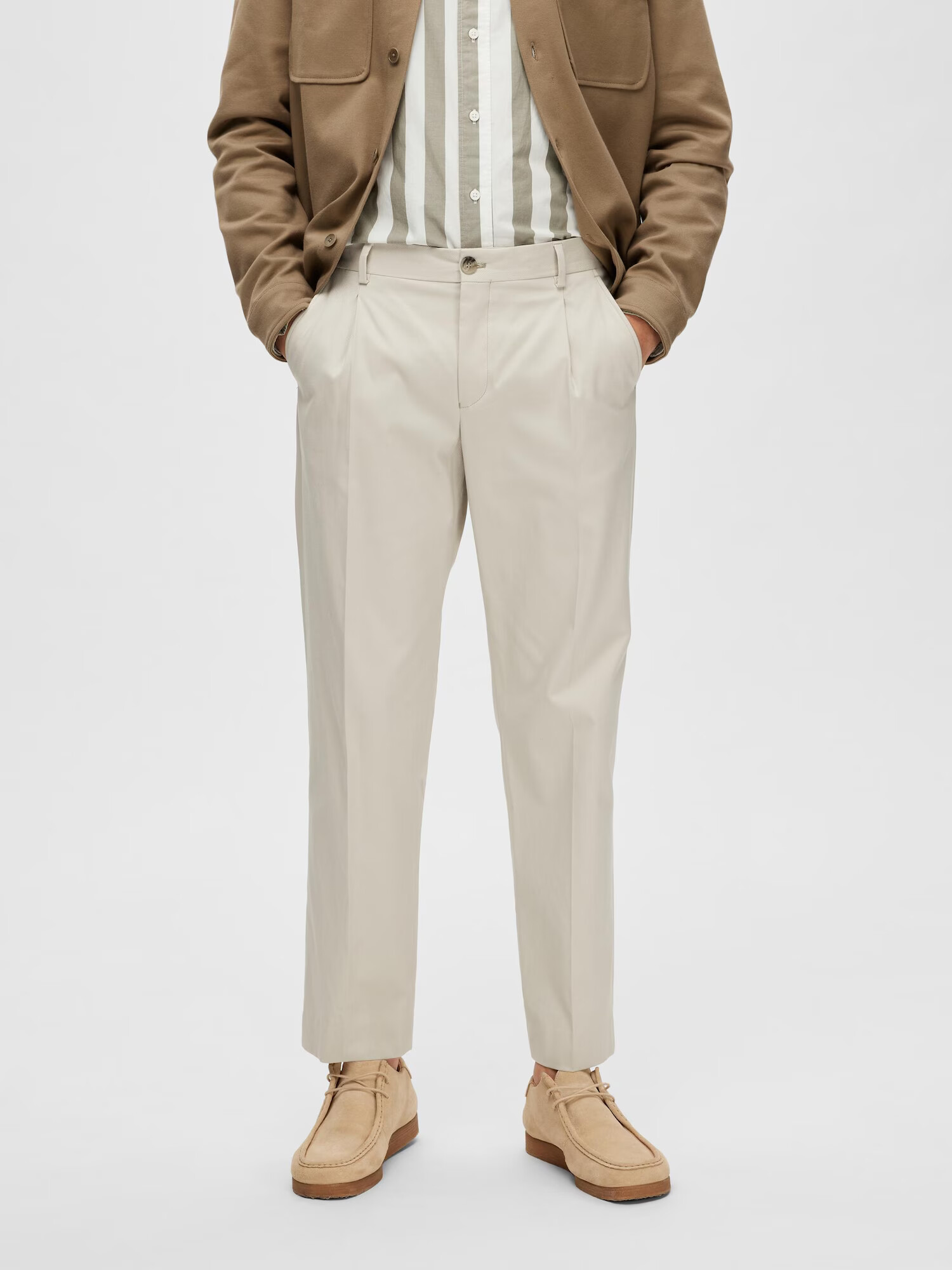 SELECTED HOMME Pantaloni cu dungă 'Gibson' crem - Pled.ro