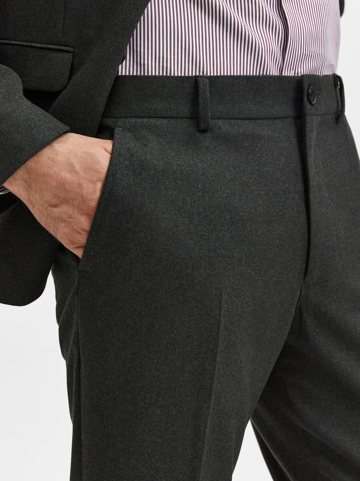 SELECTED HOMME Pantaloni cu dungă gri - Pled.ro