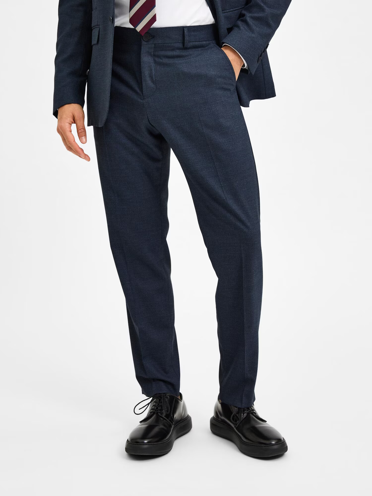 SELECTED HOMME Pantaloni cu dungă 'Logan' albastru noapte / gri deschis - Pled.ro