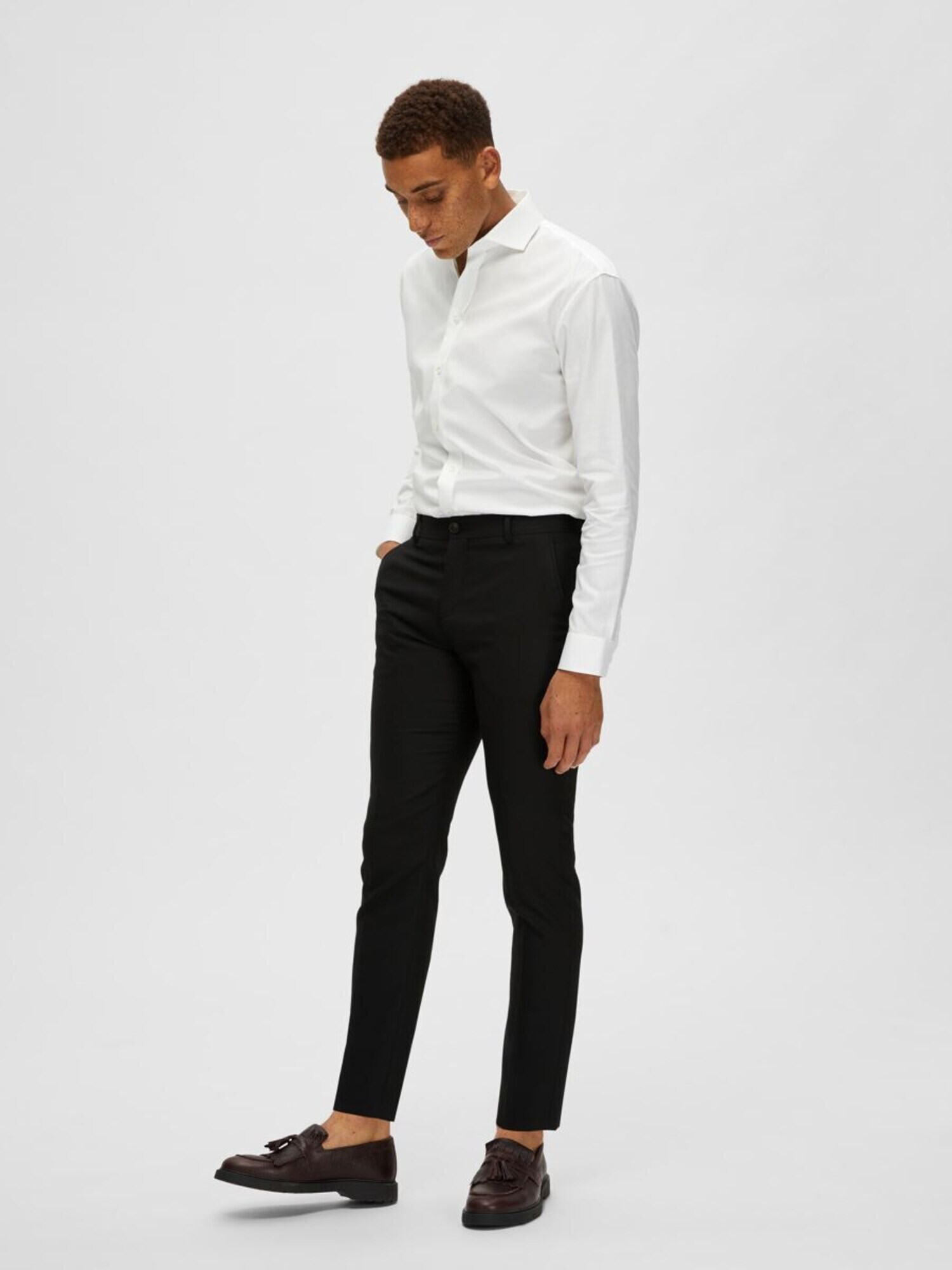 SELECTED HOMME Pantaloni cu dungă negru - Pled.ro