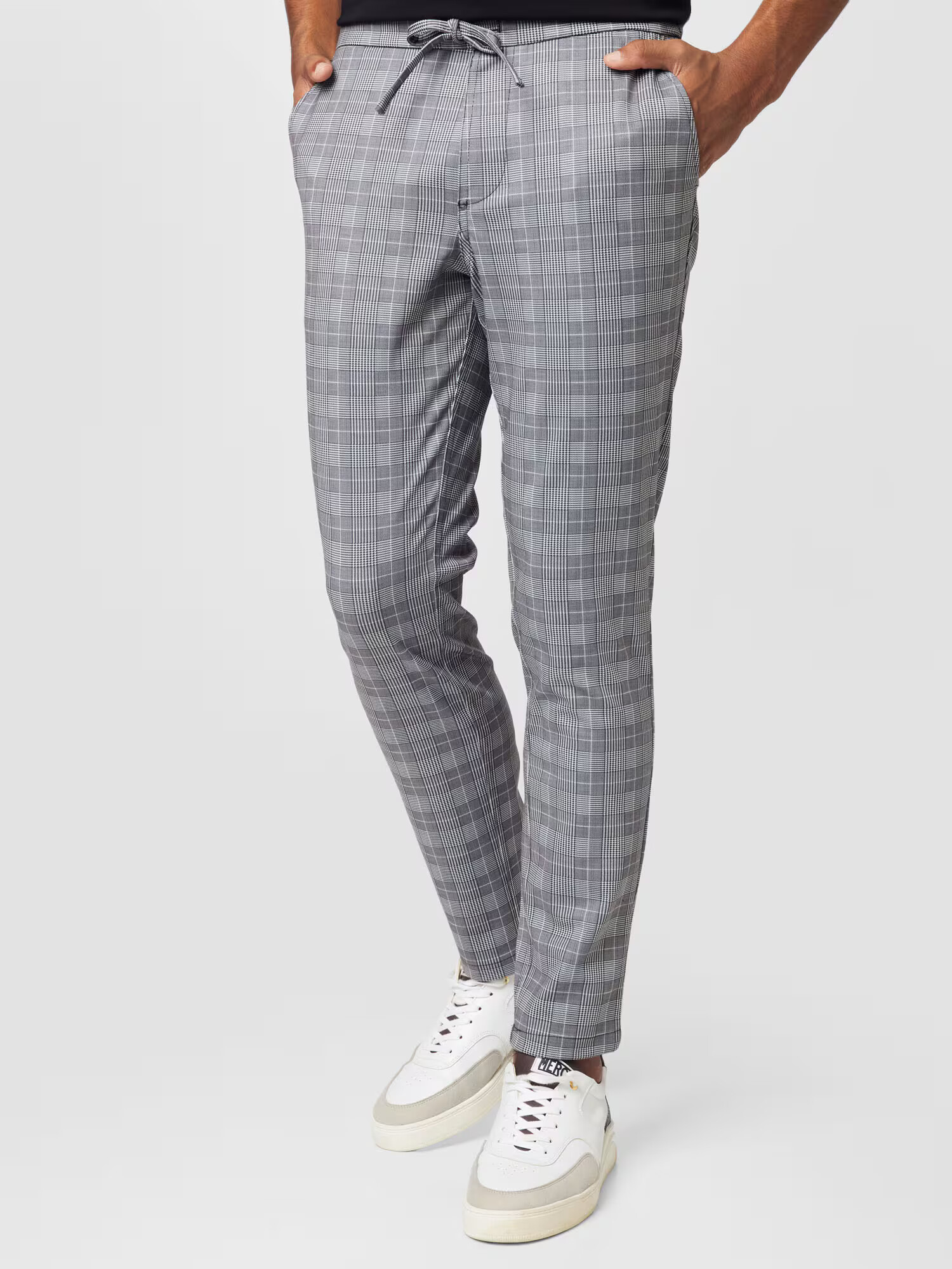 SELECTED HOMME Pantaloni gri / alb - Pled.ro