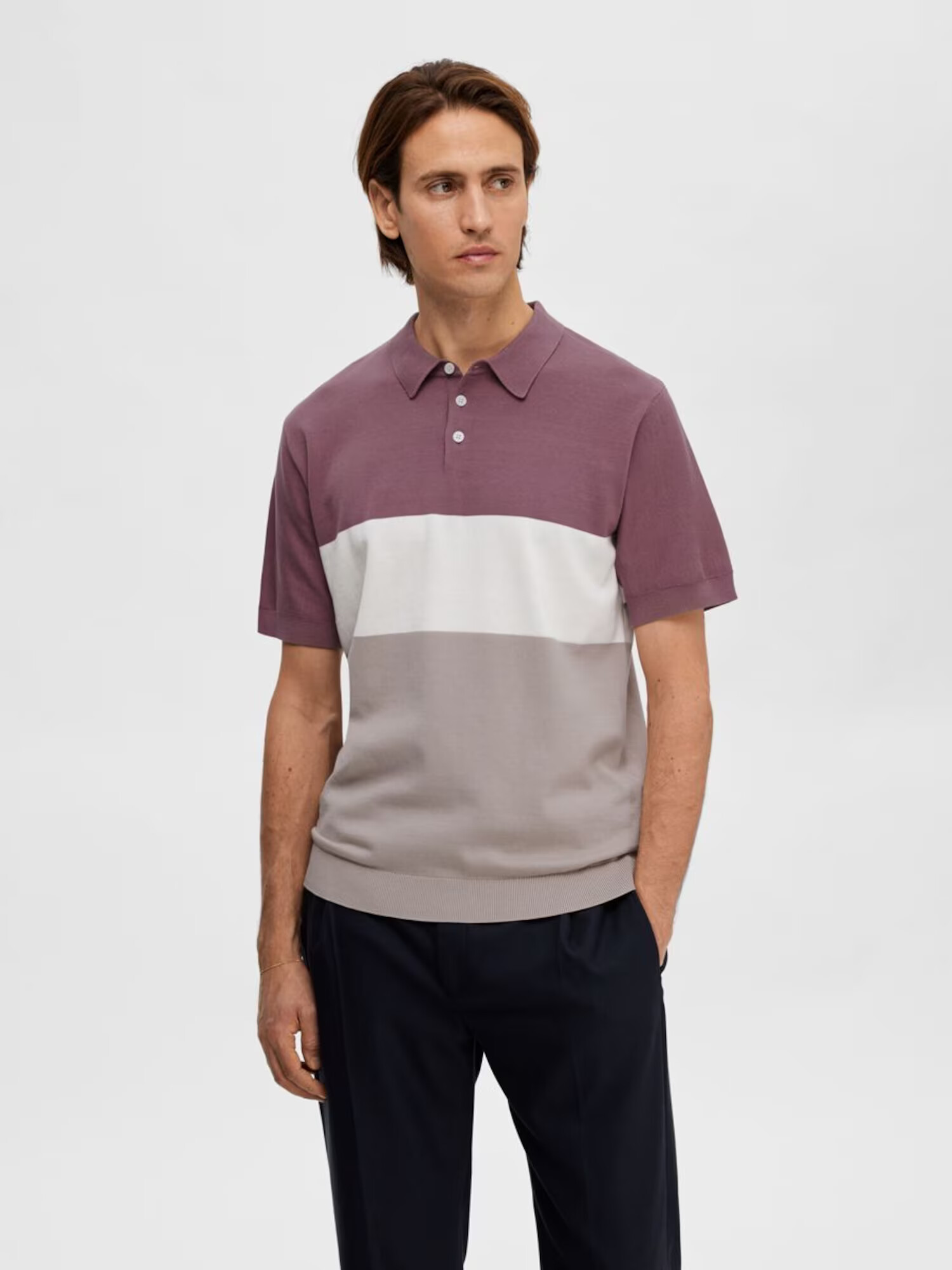 SELECTED HOMME Pulover 'Mattis' bej / mauve / alb - Pled.ro