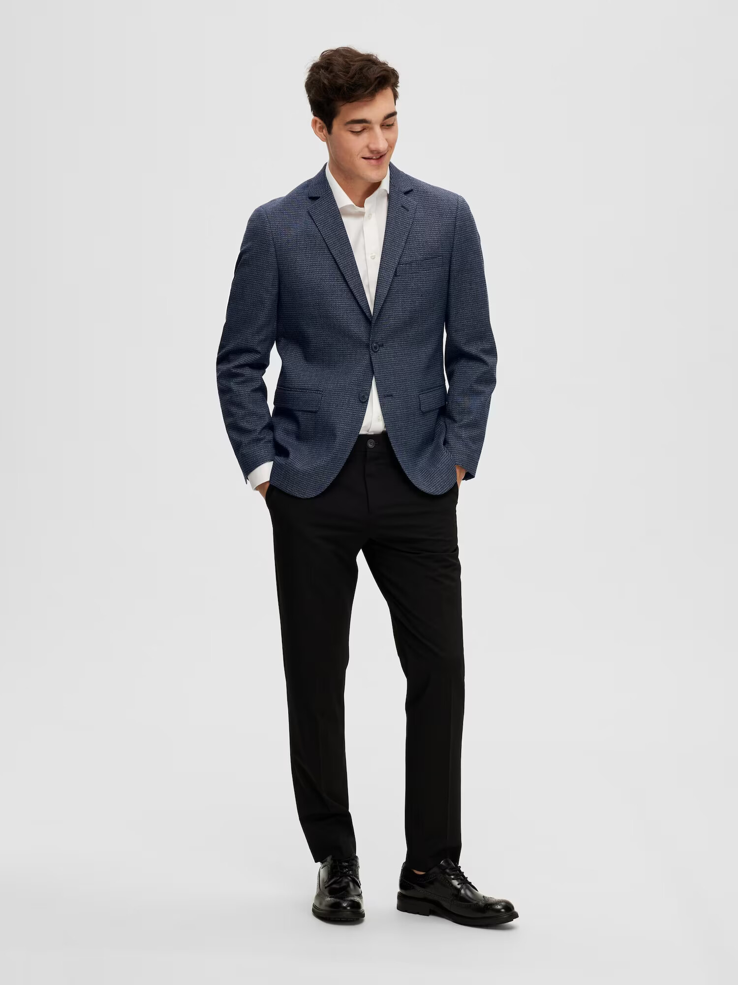 SELECTED HOMME Sacou Business 'WELLS' bleumarin / gri - Pled.ro