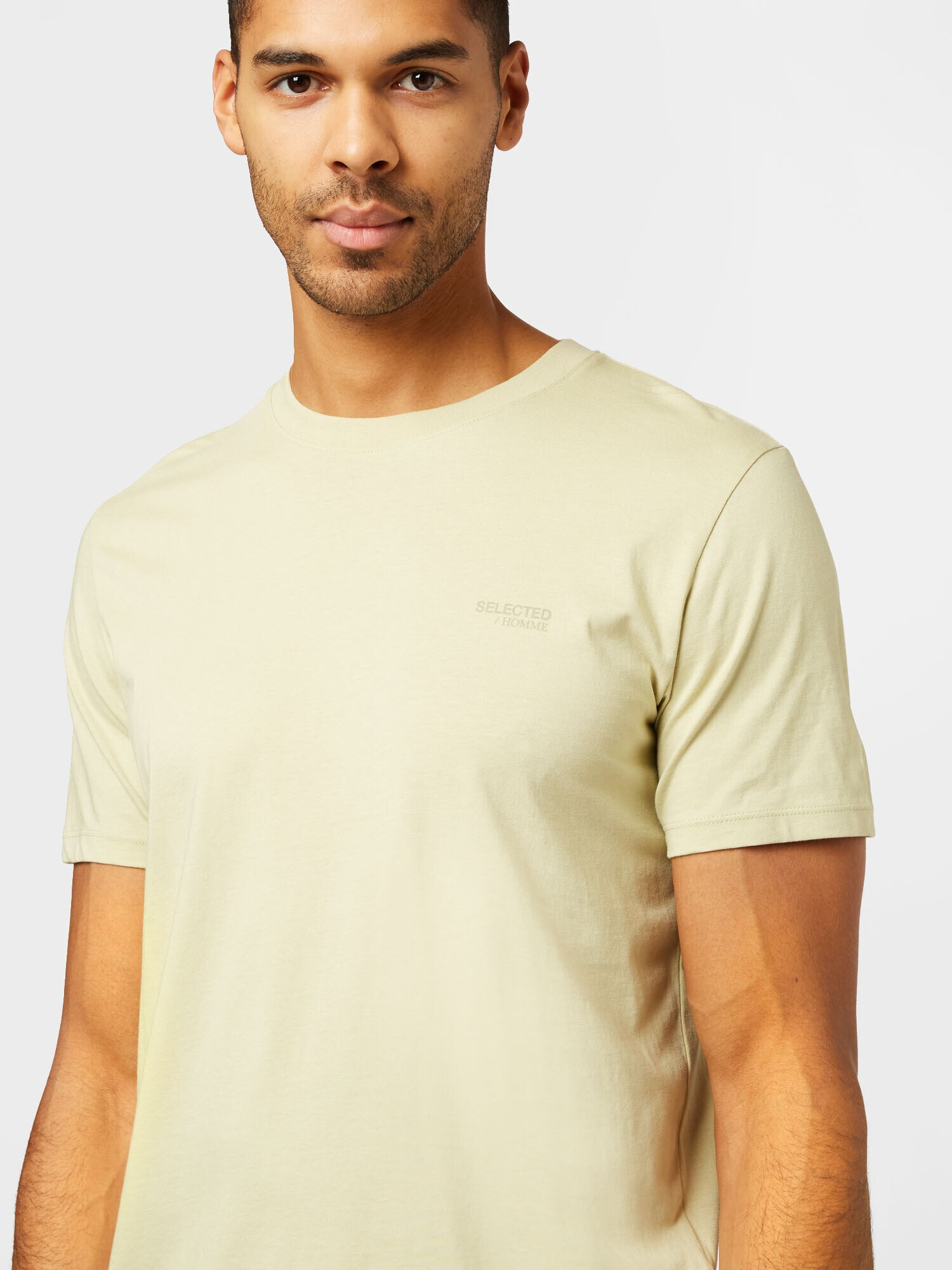 SELECTED HOMME Tricou 'ASPEN' gri închis / verde pastel - Pled.ro