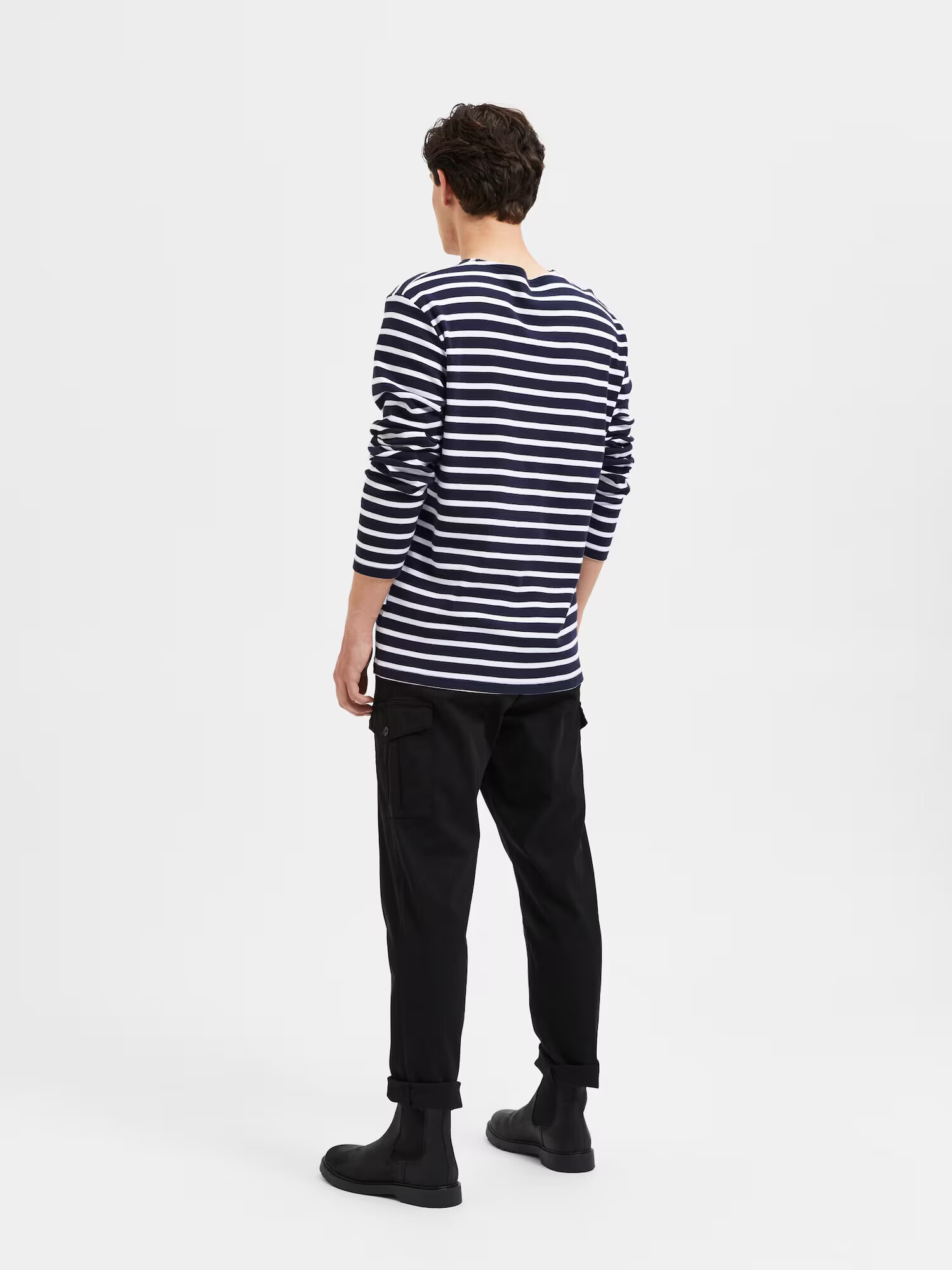 SELECTED HOMME Tricou 'Briac' bleumarin / alb - Pled.ro