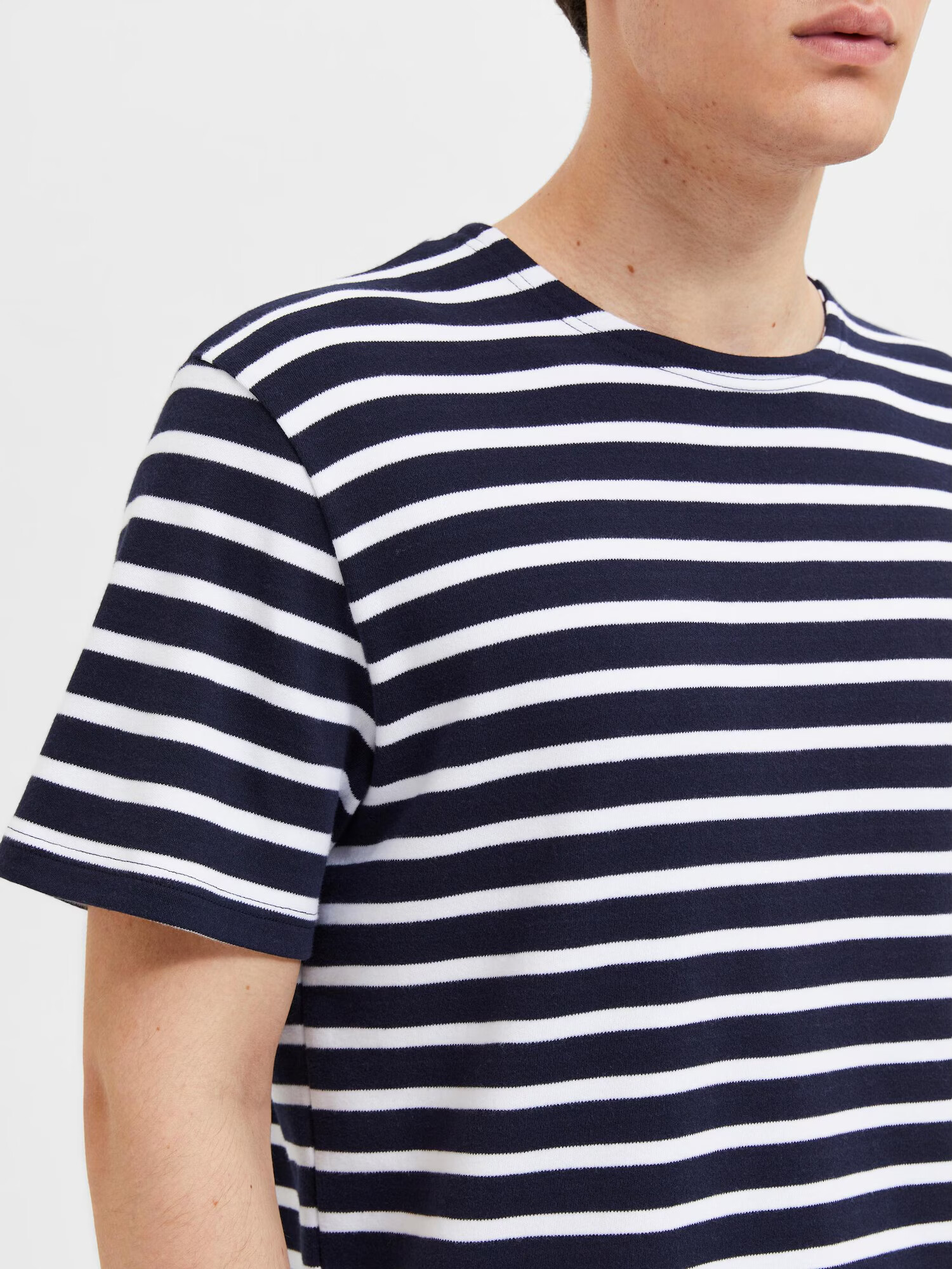 SELECTED HOMME Tricou 'Briac' bleumarin / alb - Pled.ro