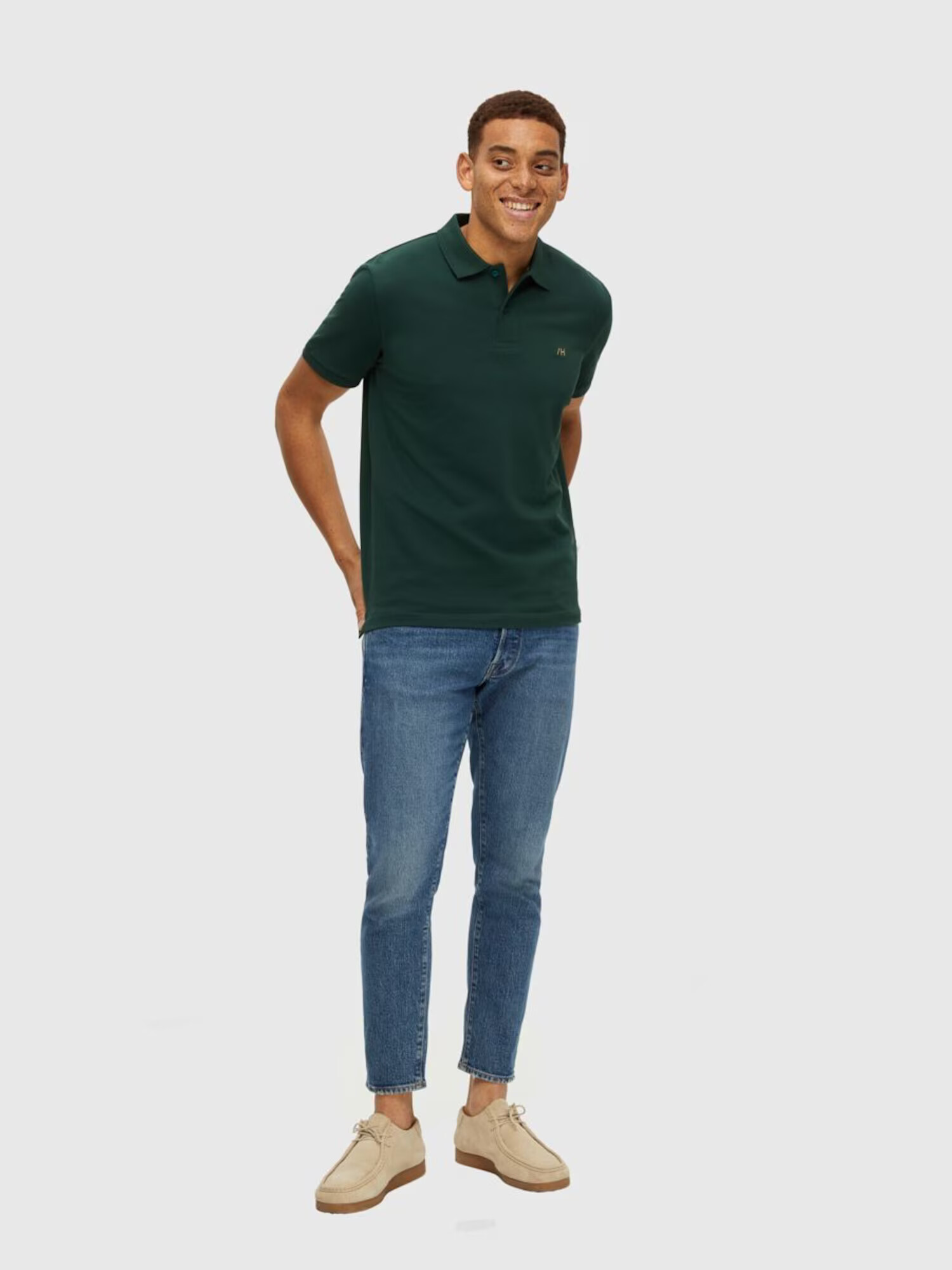 SELECTED HOMME Tricou 'Dante' maro deschis / verde închis - Pled.ro