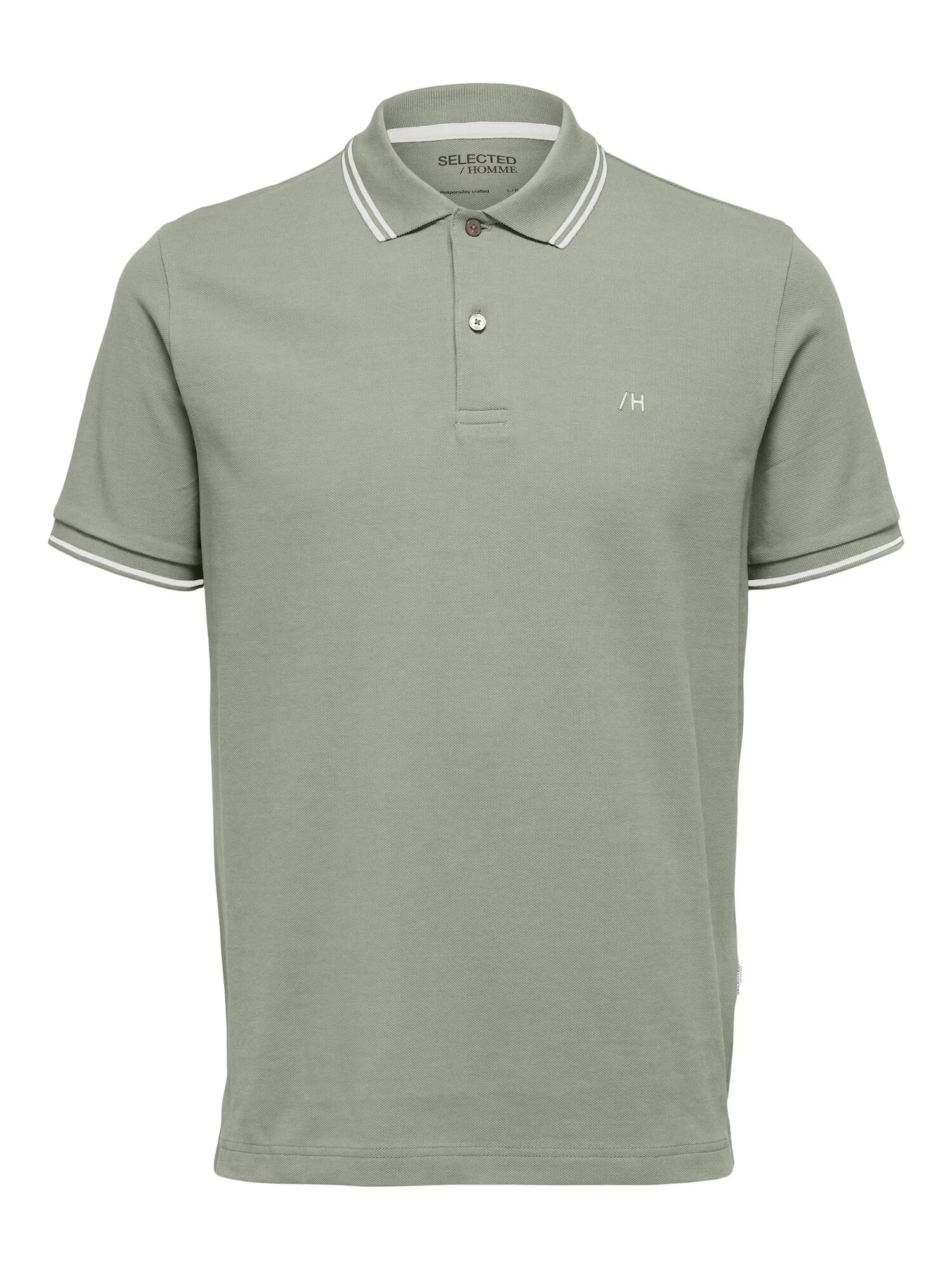 SELECTED HOMME Tricou 'Dante' verde pastel / alb - Pled.ro