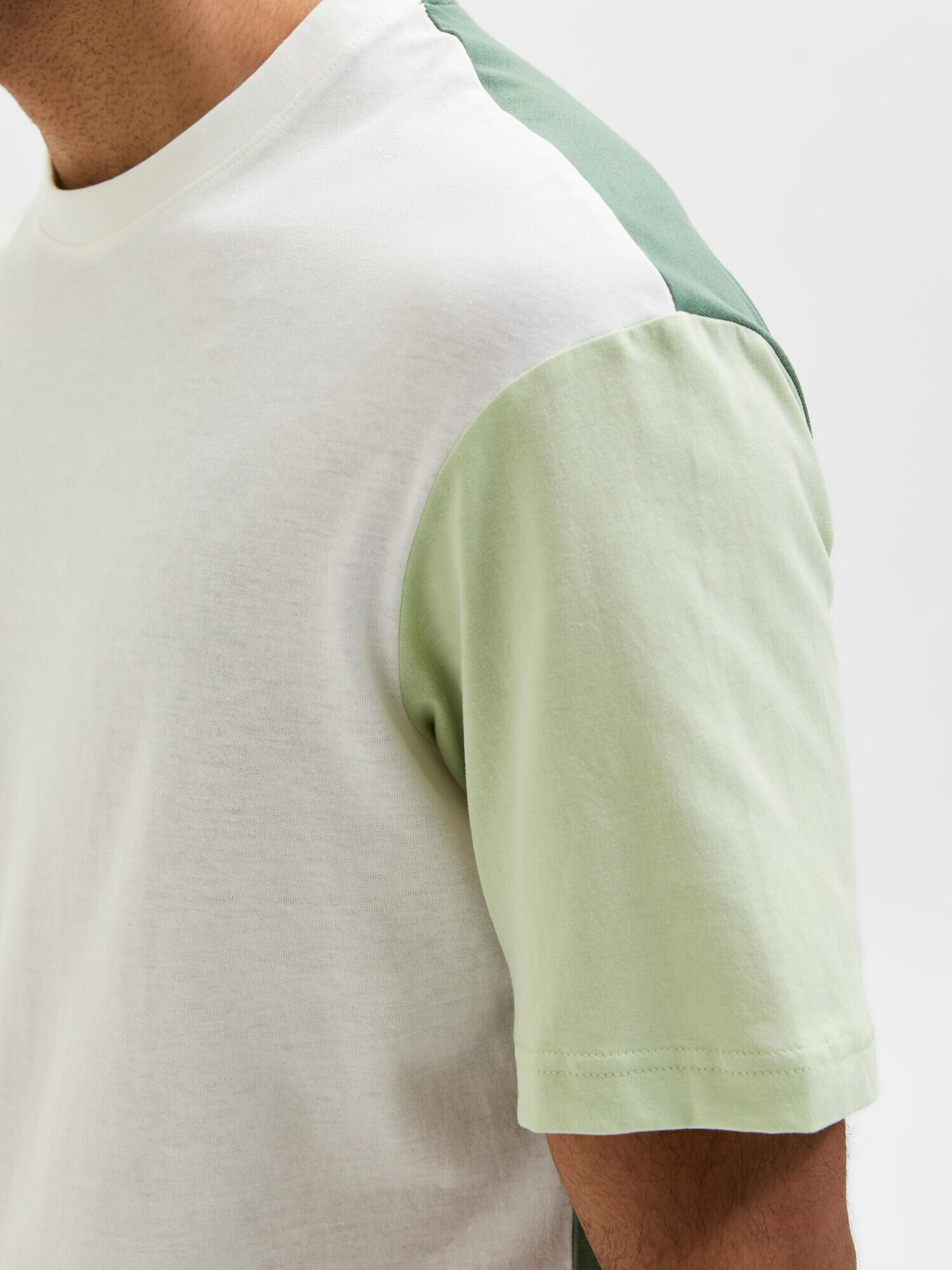 SELECTED HOMME Tricou 'Dominic' verde / verde deschis / alb - Pled.ro